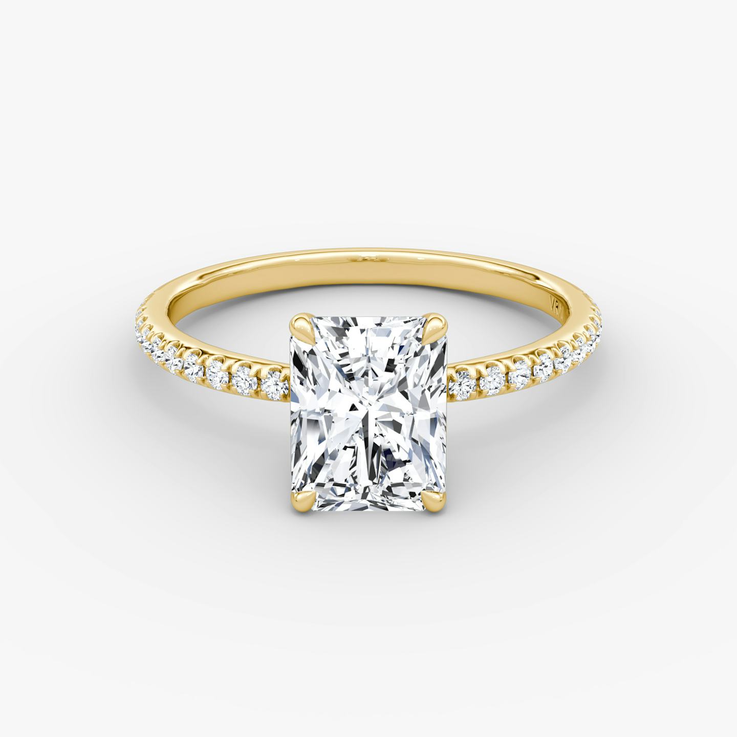 The Signature | Radiant | 18k | 18k Yellow Gold | Band width: Standard | Band: Pavé | Setting style: Plain | Diamond orientation: vertical | Carat weight: See full inventory