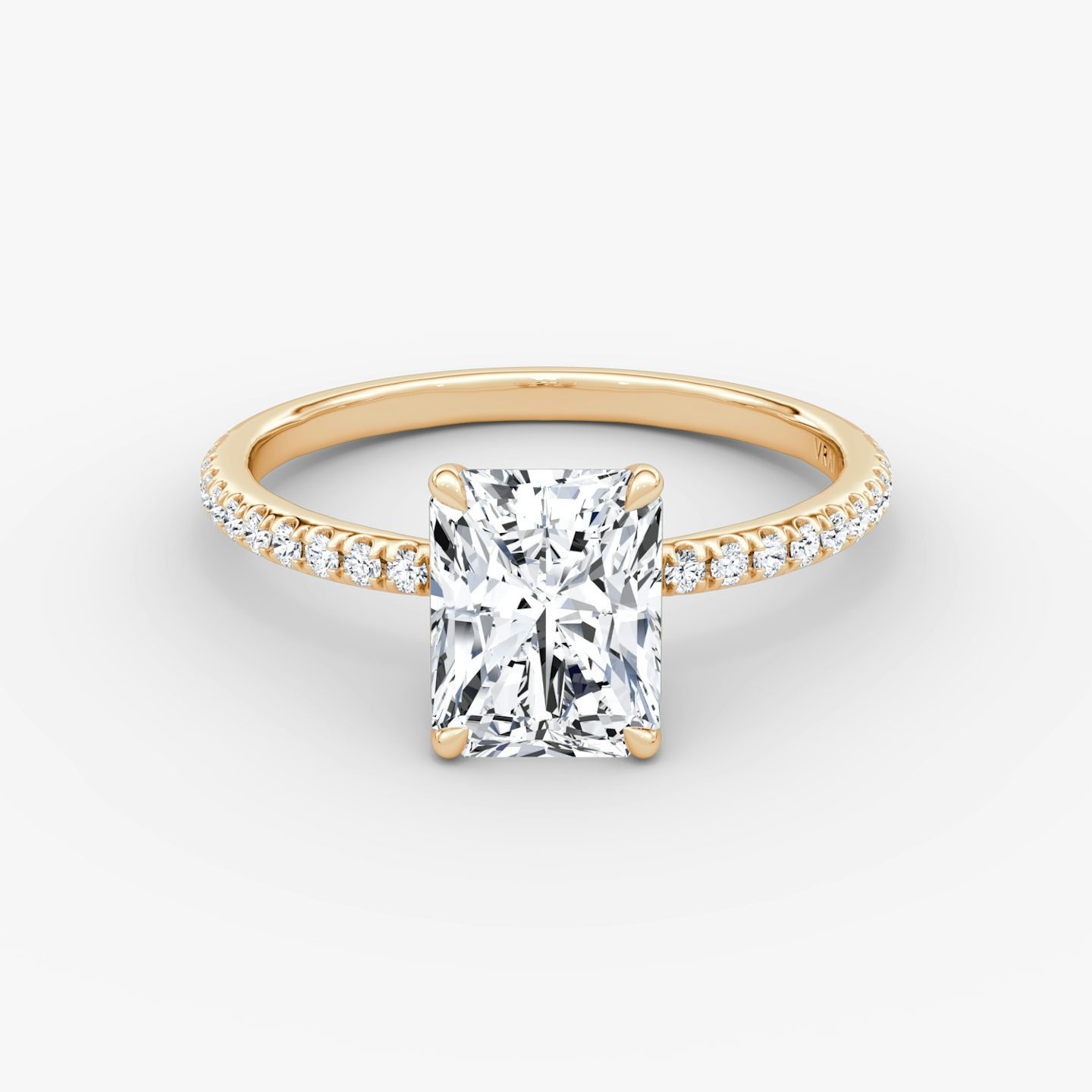 The Signature | Radiant | 14k | 14k Rose Gold | Band width: Standard | Band: Pavé | Setting style: Plain | Diamond orientation: vertical | Carat weight: See full inventory