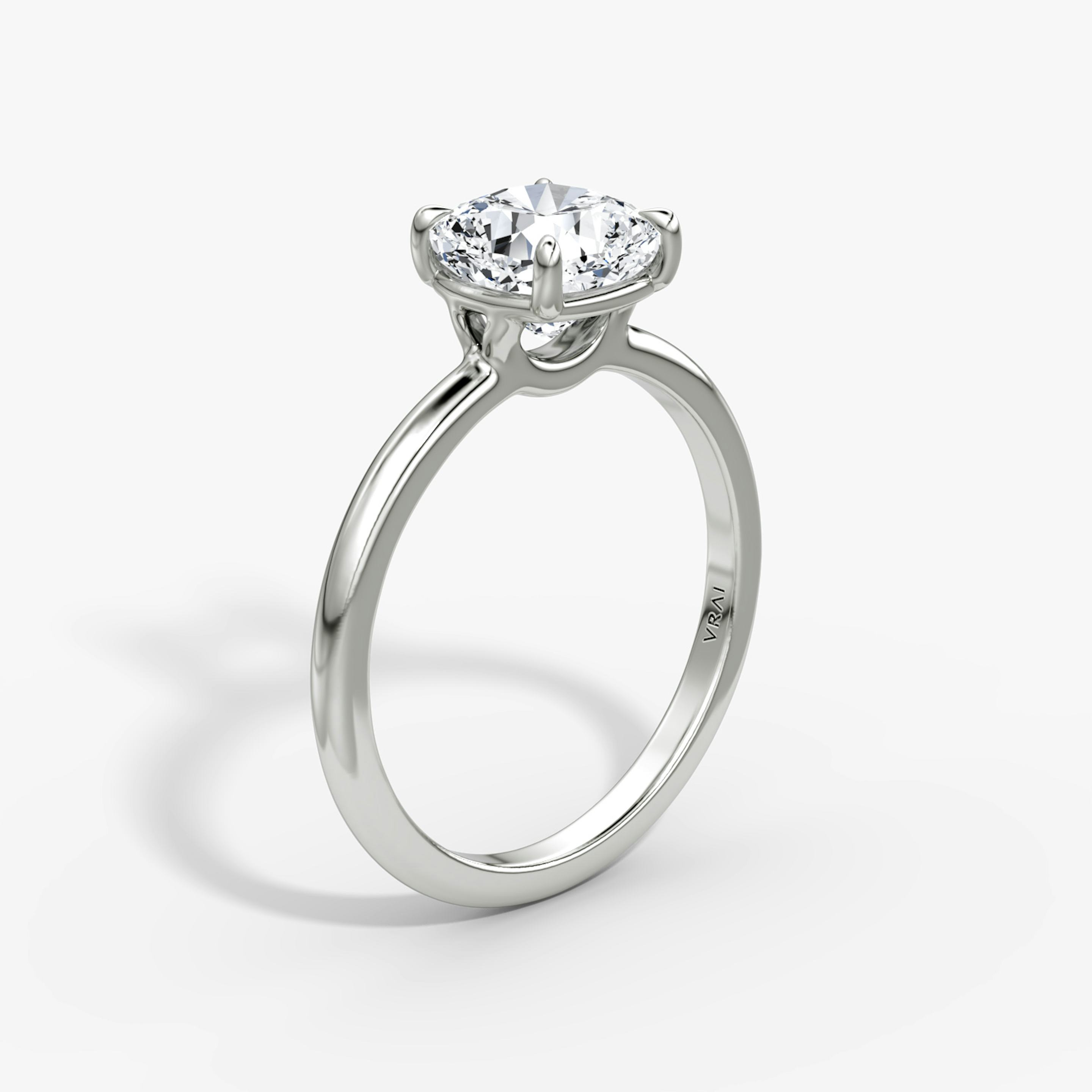 The Signature | Pavé Cushion | 18k | 18k White Gold | Band width: Standard | Band: Plain | Setting style: Plain | Diamond orientation: vertical | Carat weight: See full inventory