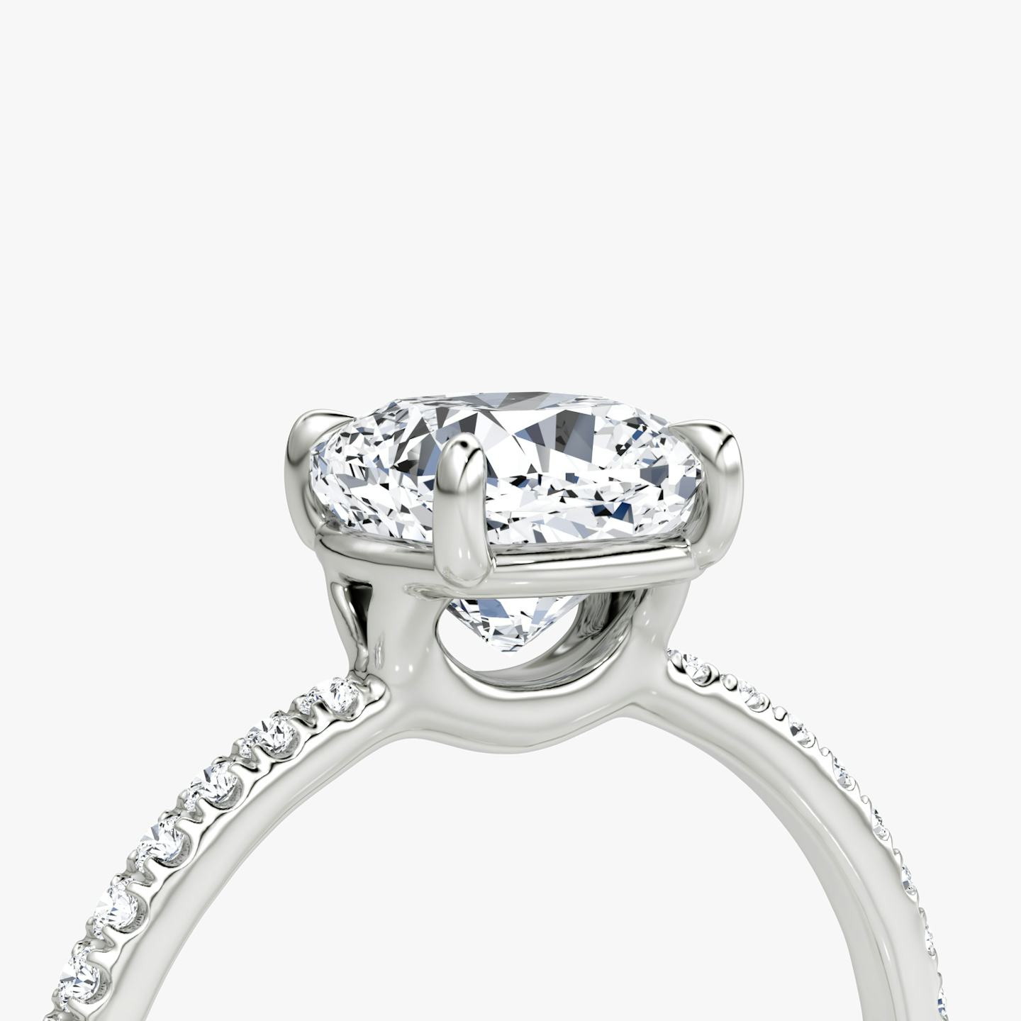 The Signature | Pavé Cushion | 18k | 18k White Gold | Band width: Standard | Band: Pavé | Setting style: Plain | Diamond orientation: vertical | Carat weight: See full inventory