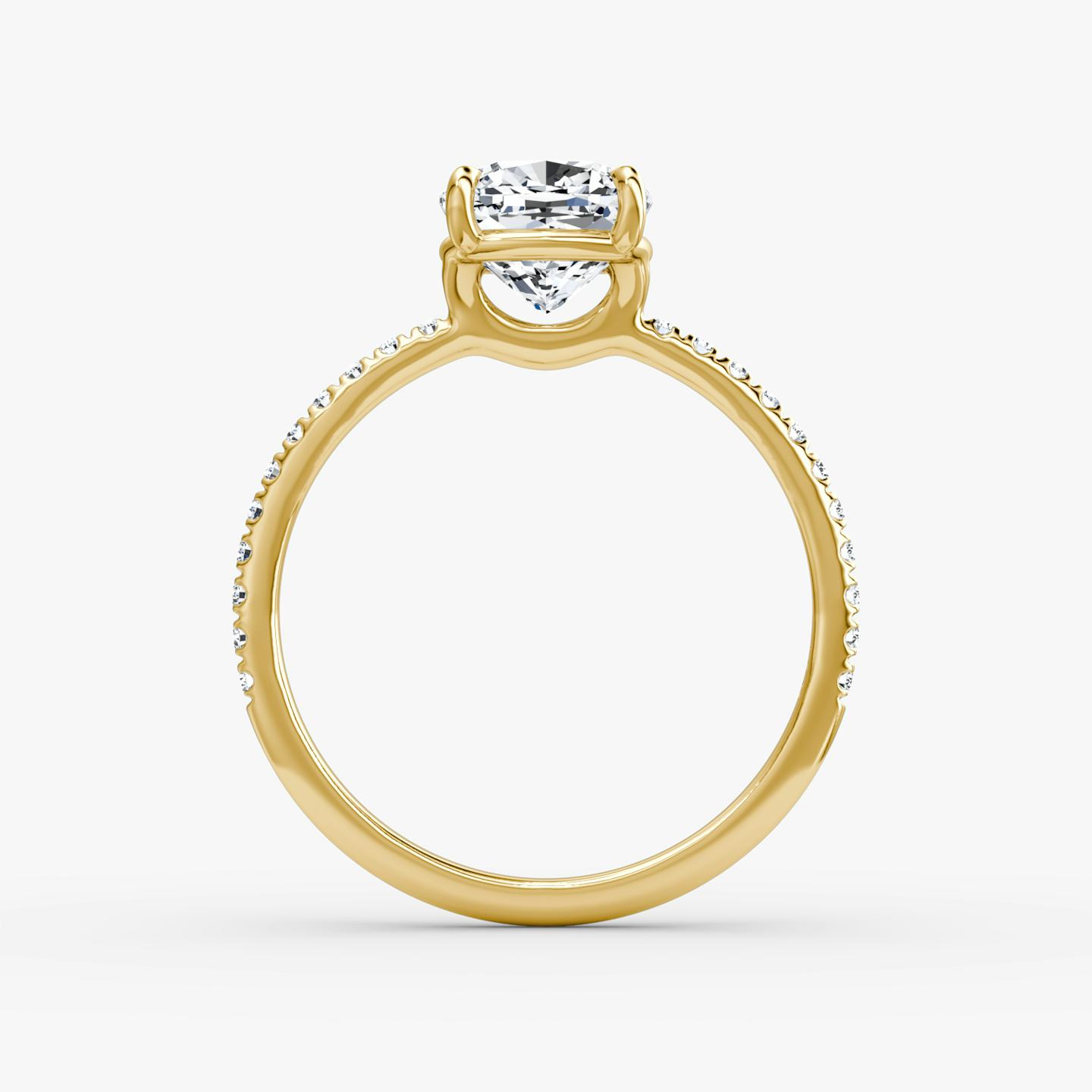 The Signature | Pavé Cushion | 18k | 18k Yellow Gold | Band width: Standard | Band: Pavé | Setting style: Plain | Diamond orientation: vertical | Carat weight: See full inventory