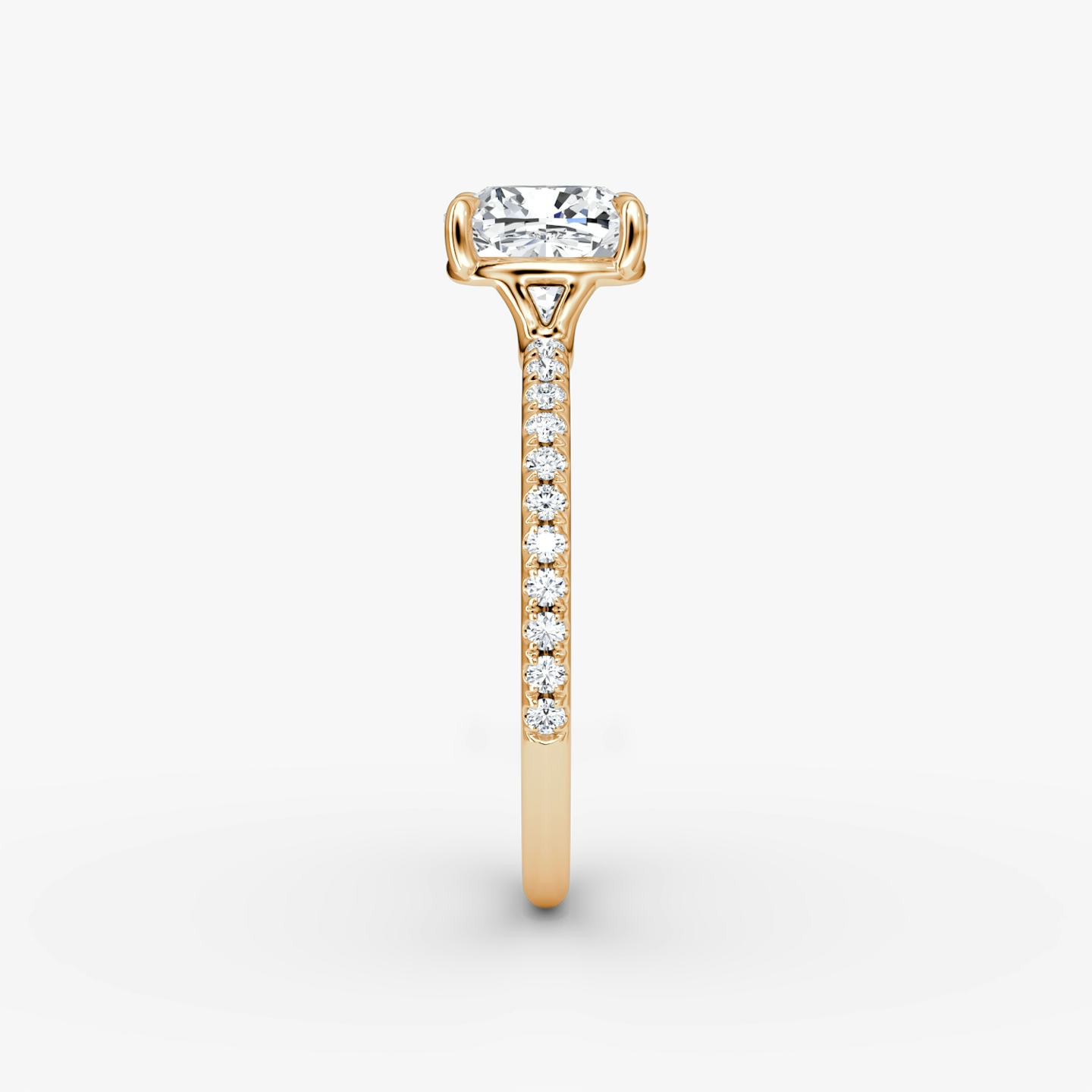 The Signature | Pavé Cushion | 14k | 14k Rose Gold | Band width: Standard | Band: Pavé | Setting style: Plain | Diamond orientation: vertical | Carat weight: See full inventory