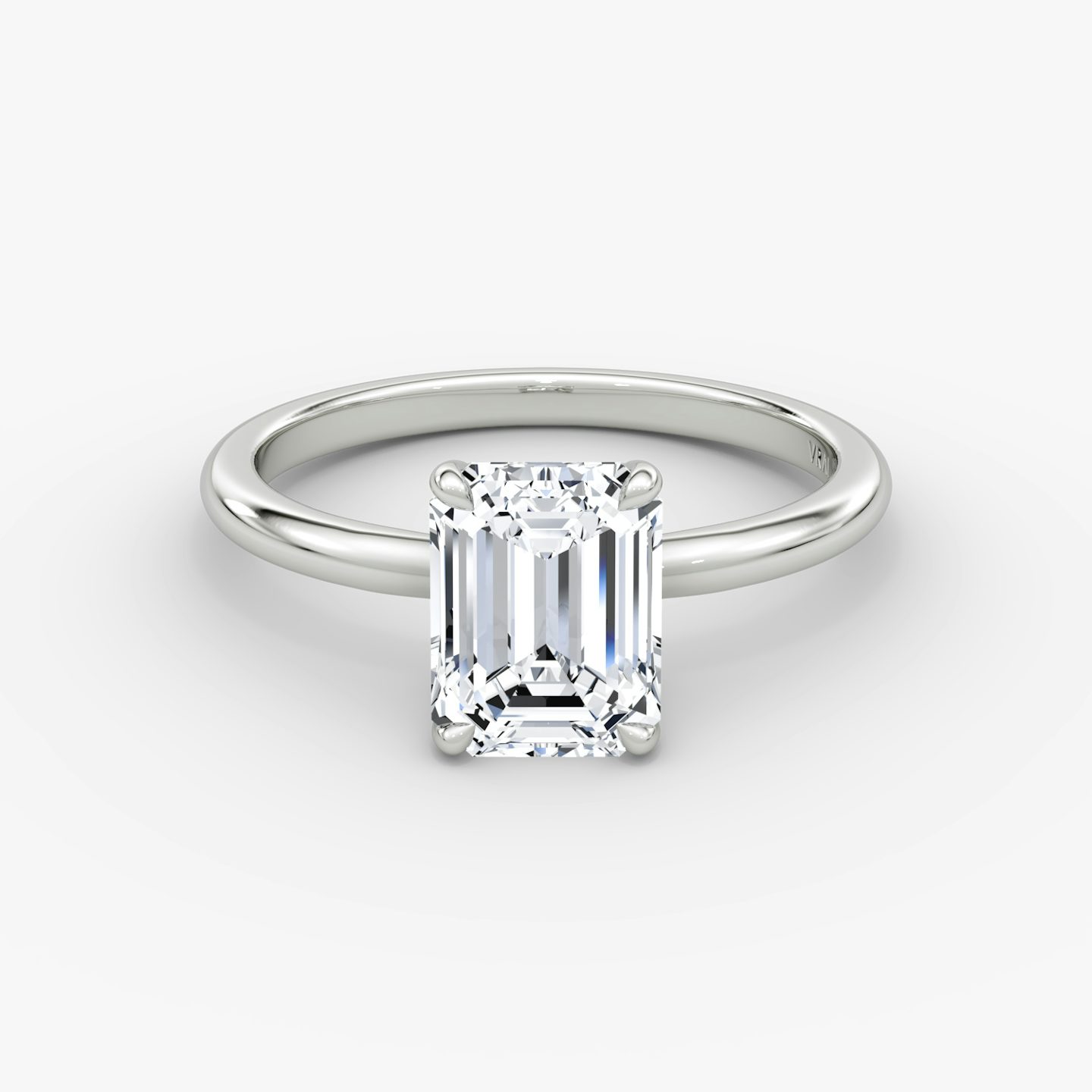 undefined | Emerald | 18k | 18k White Gold | Band width: Standard | Band: Plain | Setting style: Plain | Diamond orientation: vertical | Carat weight: See full inventory