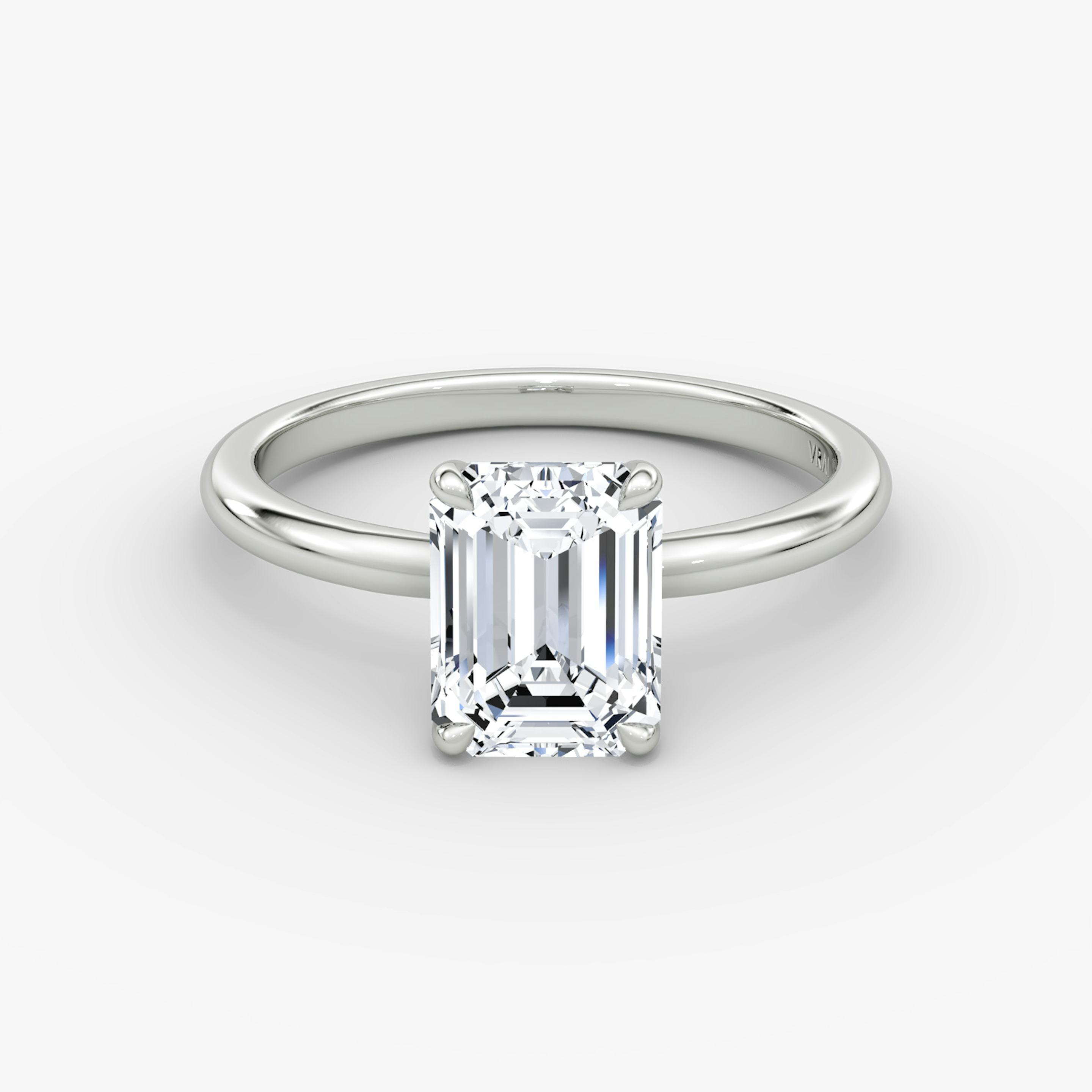 The Signature | Emerald | 18k | 18k White Gold | Band width: Standard | Band: Plain | Setting style: Plain | Diamond orientation: vertical | Carat weight: See full inventory