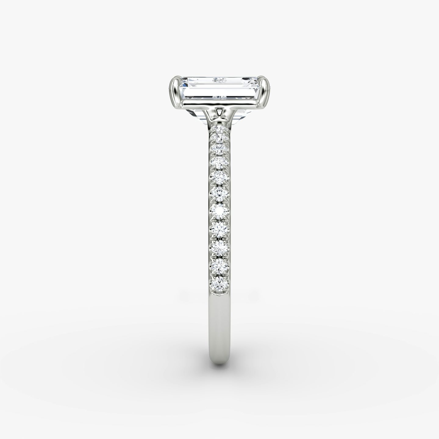 The Signature | Emerald | 18k | 18k White Gold | Band: Pavé | Band width: Standard | Setting style: Plain | Diamond orientation: vertical | Carat weight: See full inventory