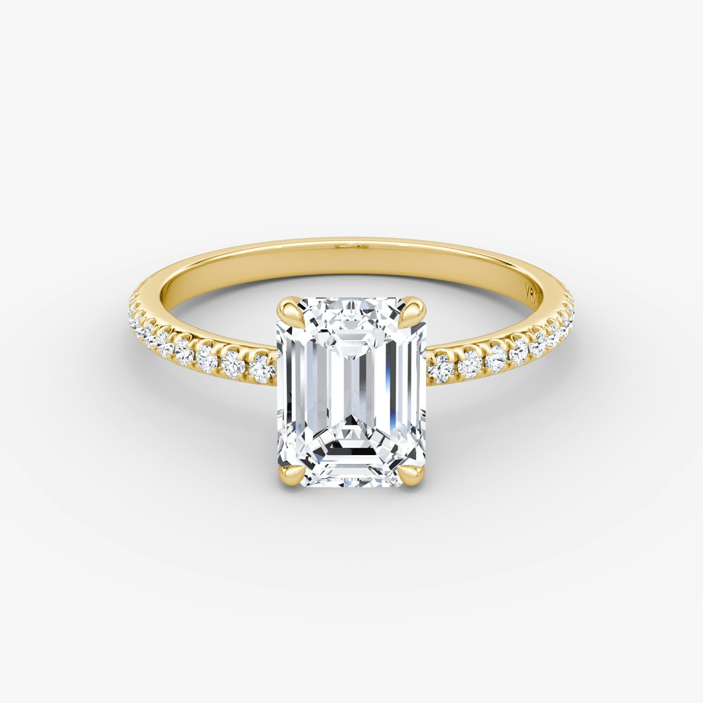 The Signature | Emerald | 18k | 18k Yellow Gold | Band: Pavé | Band width: Standard | Setting style: Plain | Diamond orientation: vertical | Carat weight: See full inventory