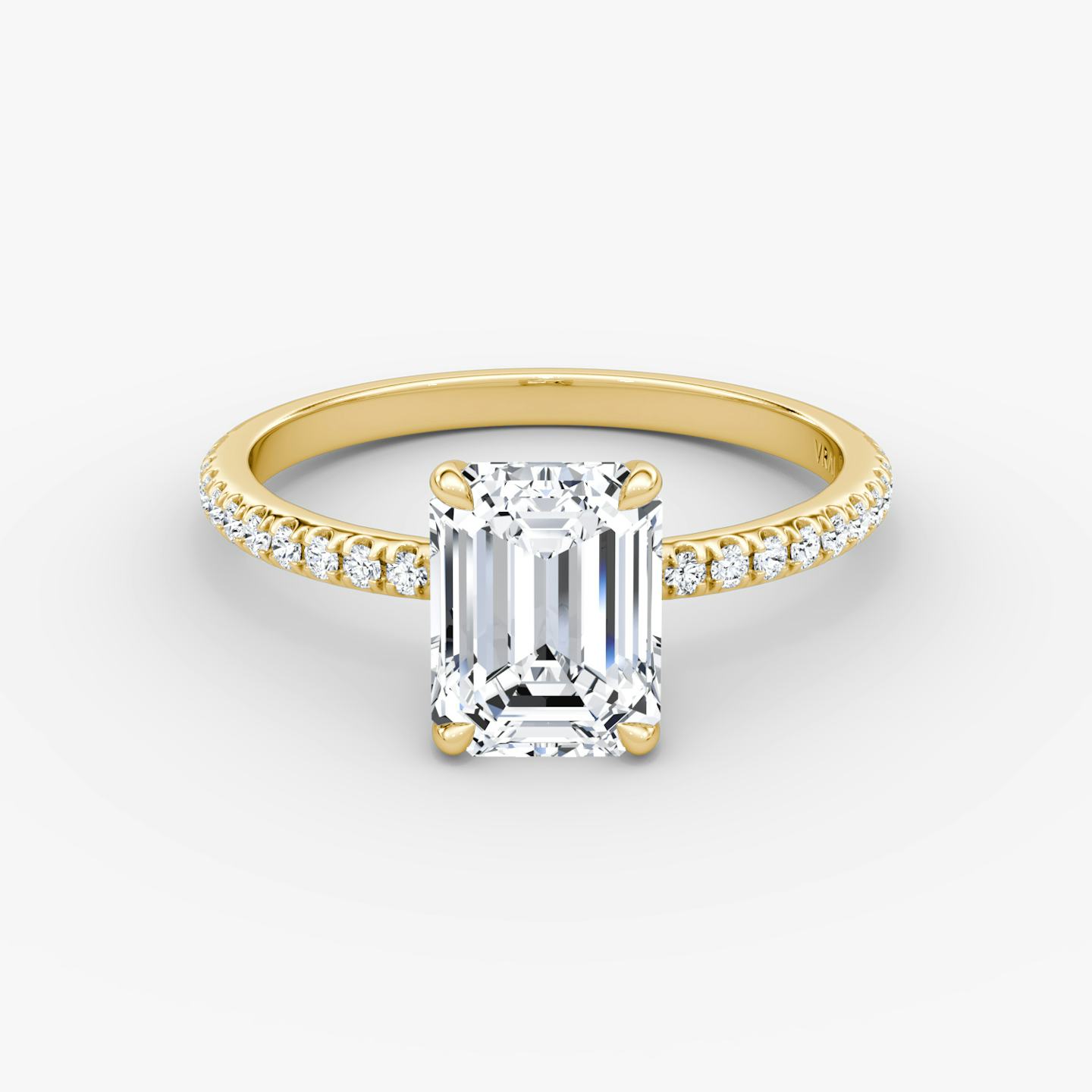 The Signature | Emerald | 18k | 18k Yellow Gold | Band width: Standard | Band: Pavé | Setting style: Plain | Diamond orientation: vertical | Carat weight: See full inventory