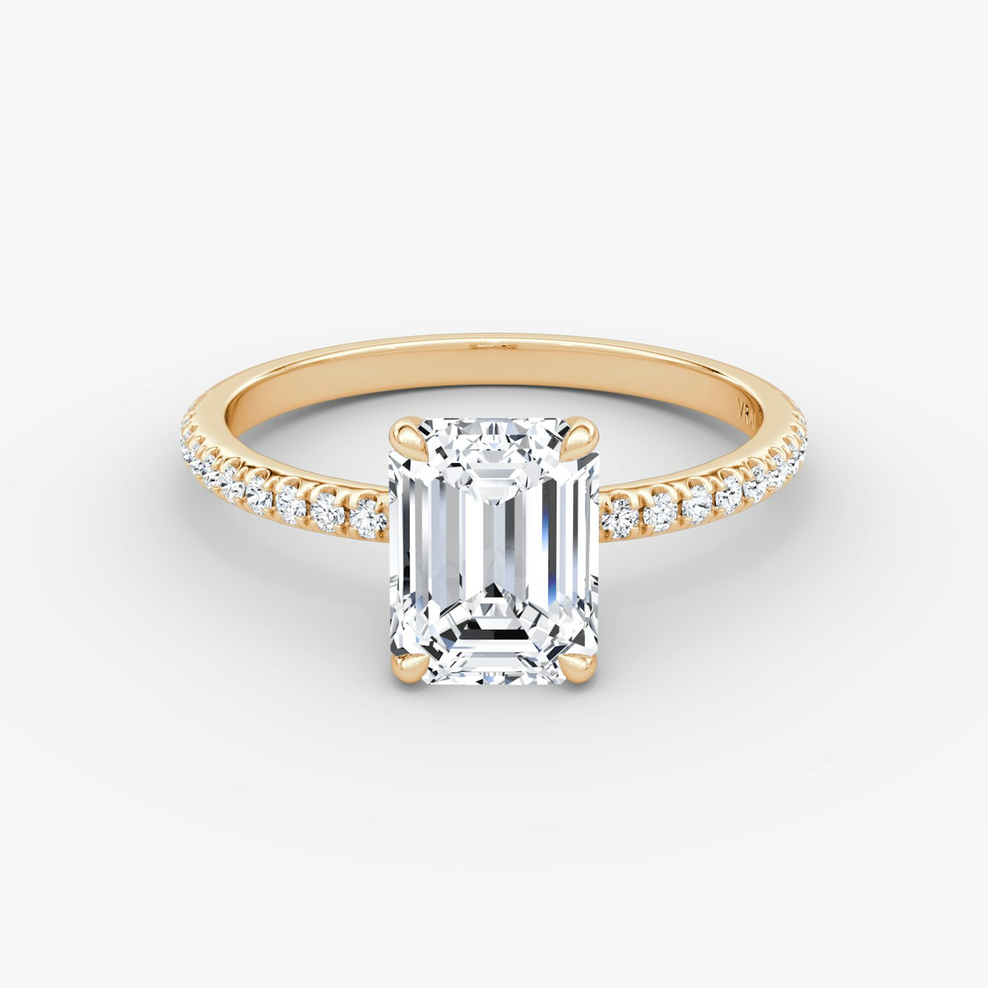 The Signature | Emerald | 14k | 14k Rose Gold | Band: Pavé | Band width: Standard | Setting style: Plain | Diamond orientation: vertical | Carat weight: See full inventory