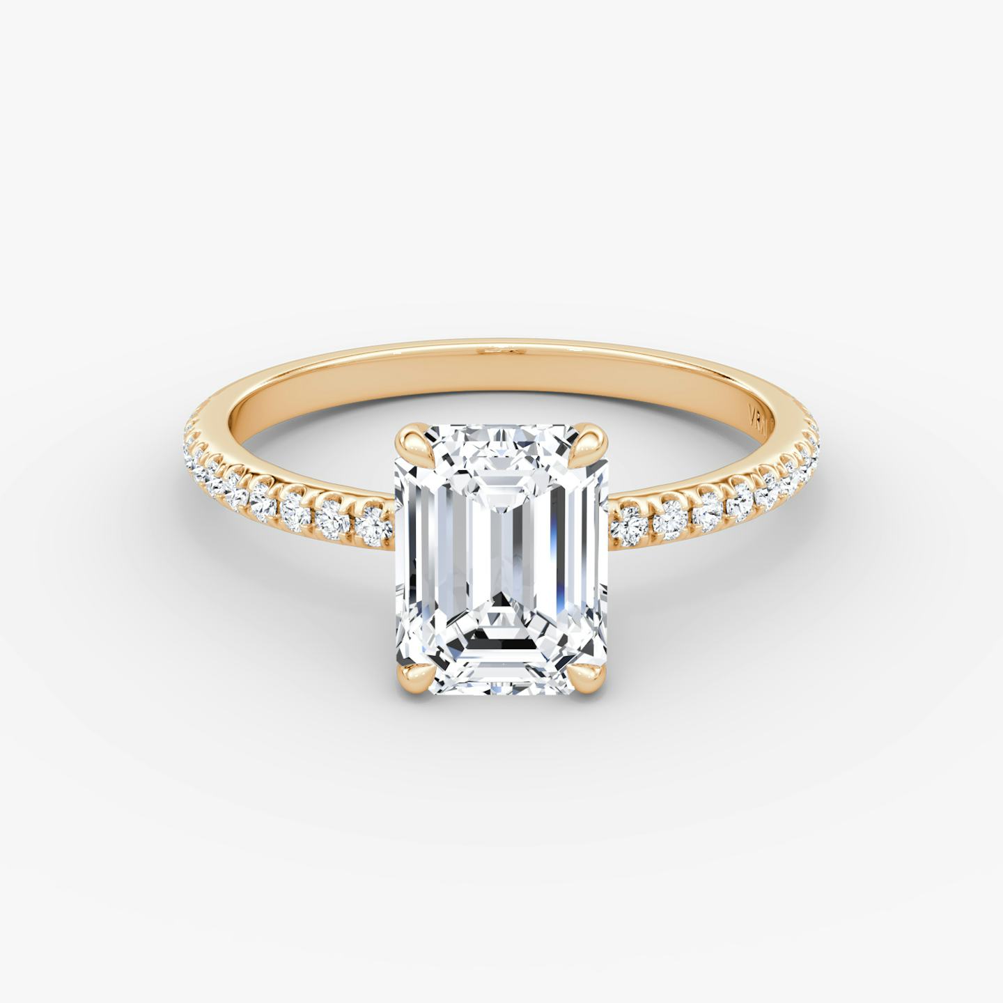 The Signature | Emerald | 14k | 14k Rose Gold | Band width: Standard | Band: Pavé | Setting style: Plain | Diamond orientation: vertical | Carat weight: See full inventory