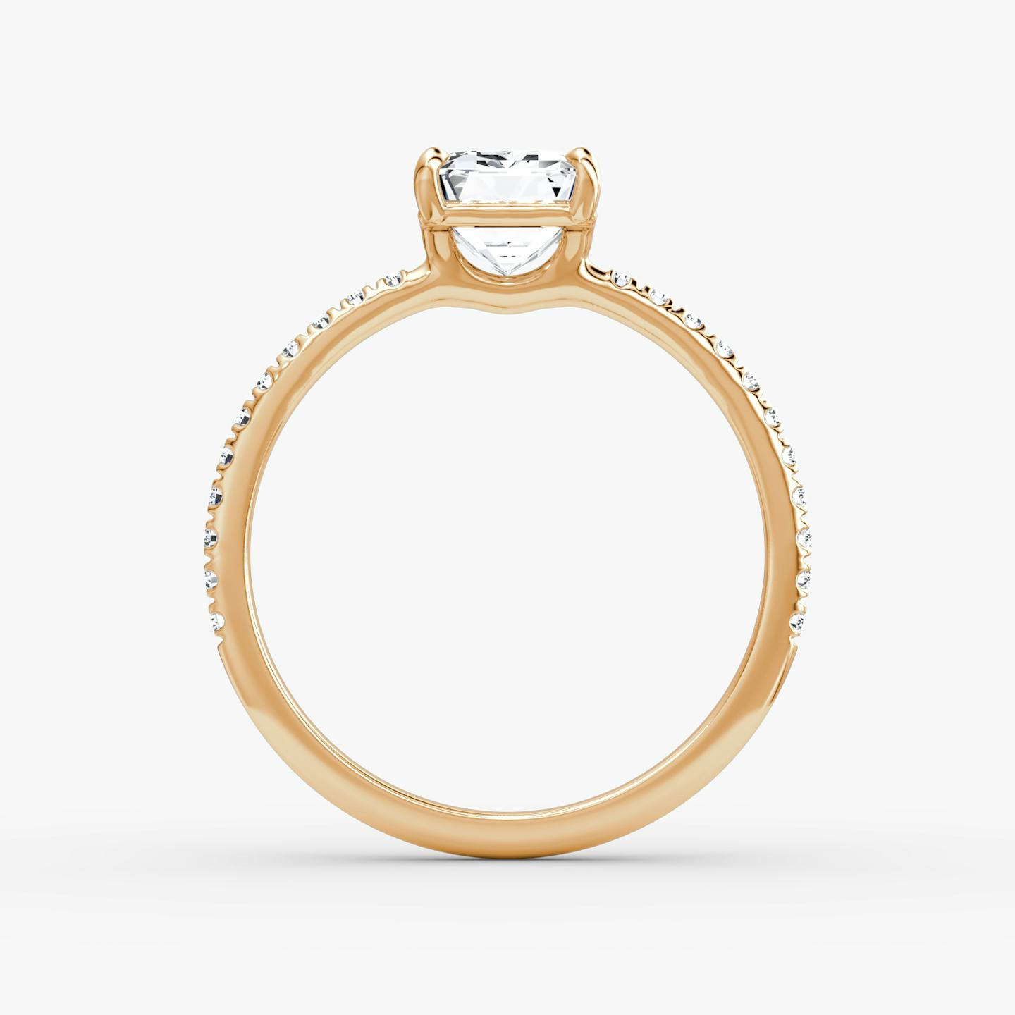 The Signature | Emerald | 14k | 14k Rose Gold | Band width: Standard | Band: Pavé | Setting style: Plain | Diamond orientation: vertical | Carat weight: See full inventory