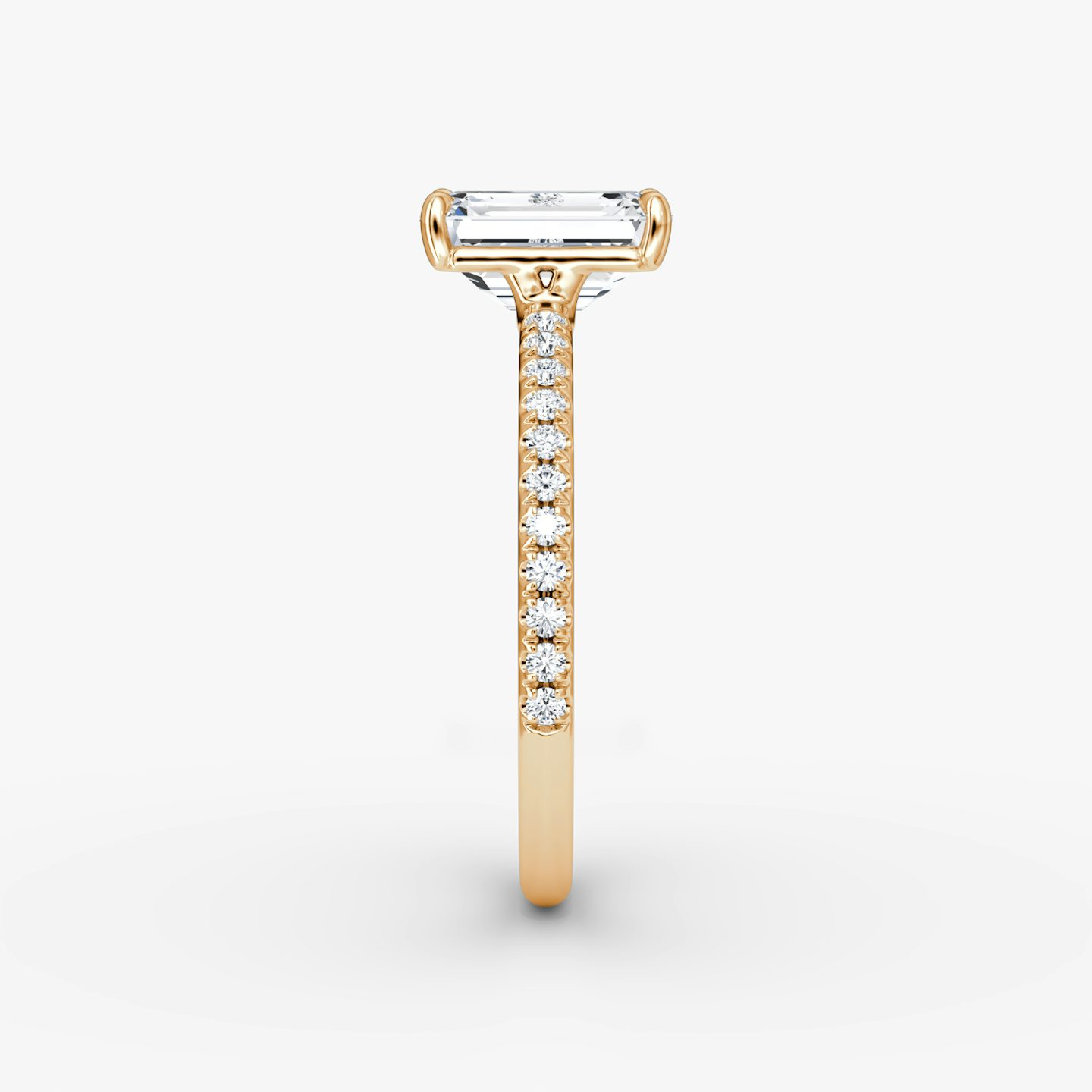 The Signature | Emerald | 14k | 14k Rose Gold | Band: Pavé | Band width: Standard | Setting style: Plain | Diamond orientation: vertical | Carat weight: See full inventory
