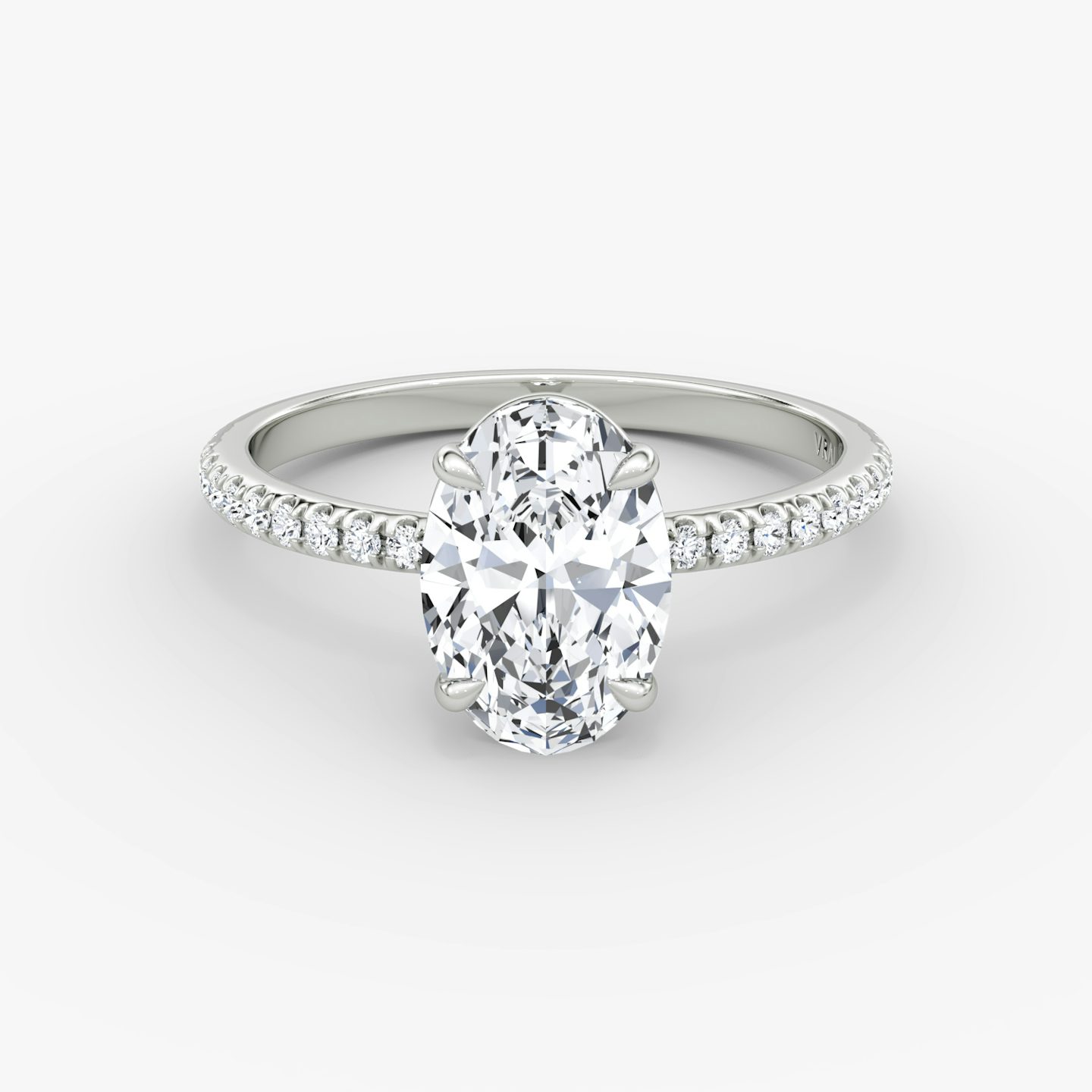 The Signature | Oval | 18k | 18k White Gold | Band: Pavé | Band width: Standard | Setting style: Plain | Diamond orientation: vertical | Carat weight: See full inventory