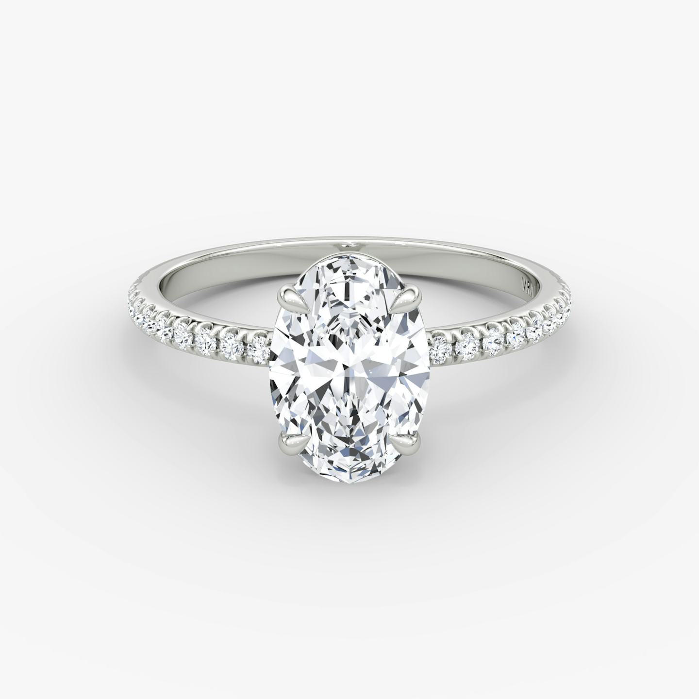 The Signature | Oval | 18k | 18k White Gold | Band width: Standard | Band: Pavé | Setting style: Plain | Diamond orientation: vertical | Carat weight: See full inventory