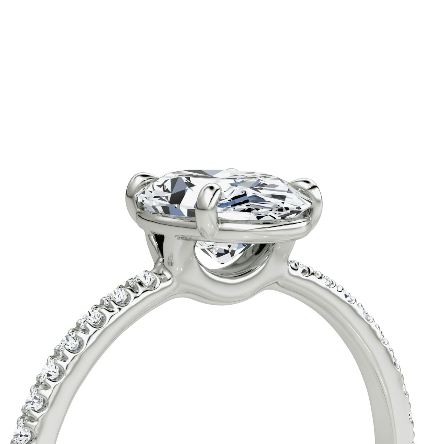 The Signature | Oval | Platinum | Band: Pavé | Band width: Standard | Setting style: Plain | Diamond orientation: vertical | Carat weight: See full inventory