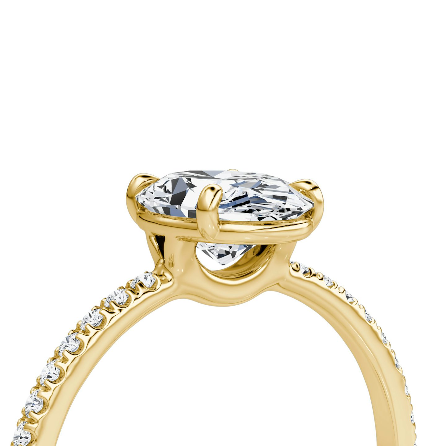 The Signature | Oval | 18k | 18k Yellow Gold | Band: Pavé | Band width: Standard | Setting style: Plain | Diamond orientation: vertical | Carat weight: See full inventory