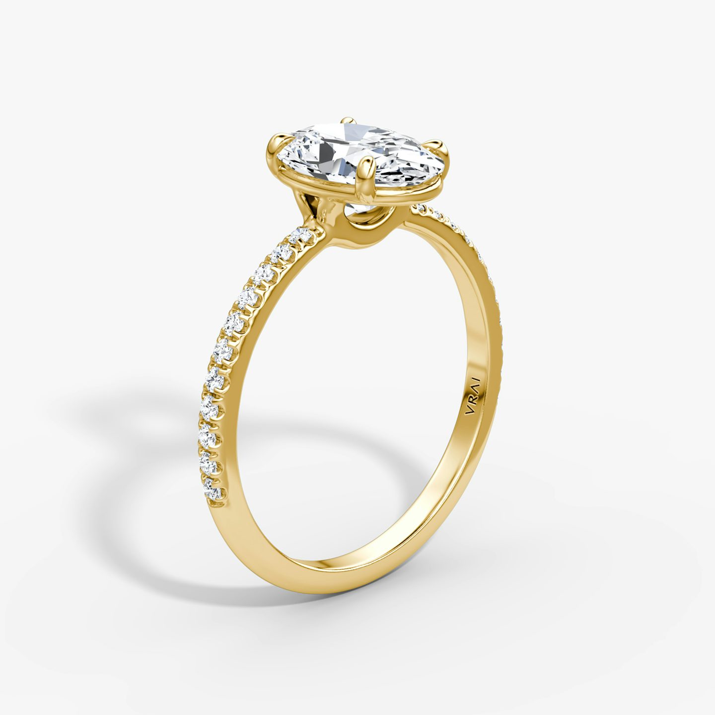 The Signature | Oval | 18k | 18k Yellow Gold | Band width: Standard | Band: Pavé | Setting style: Plain | Diamond orientation: vertical | Carat weight: See full inventory