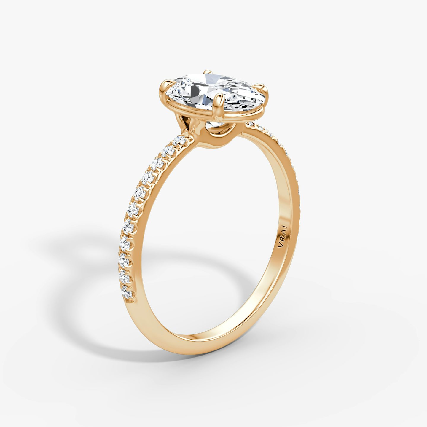 The Signature | Oval | 14k | 14k Rose Gold | Band: Pavé | Band width: Standard | Setting style: Plain | Diamond orientation: vertical | Carat weight: See full inventory
