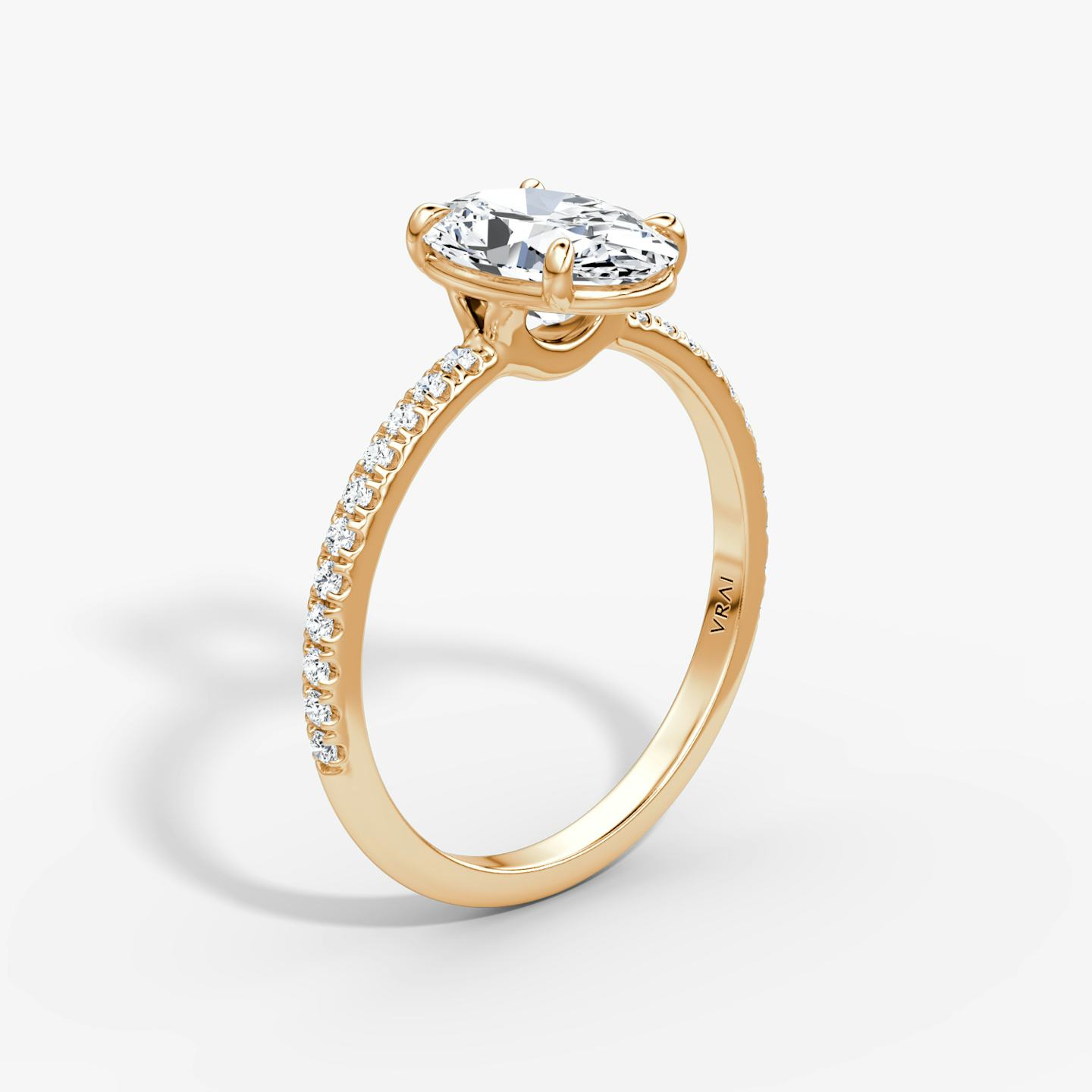 The Signature | Oval | 14k | 14k Rose Gold | Band width: Standard | Band: Pavé | Setting style: Plain | Diamond orientation: vertical | Carat weight: See full inventory