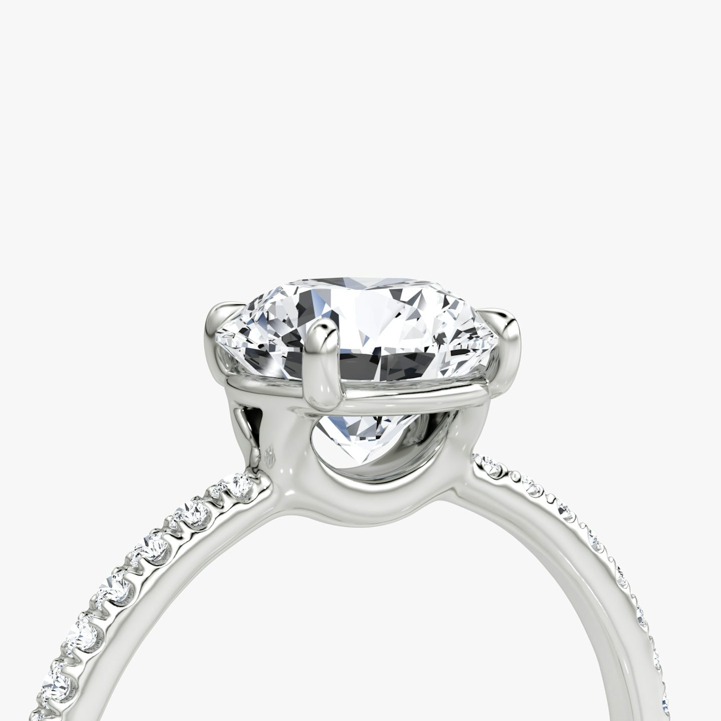 The Signature | Round Brilliant | Platinum | Band width: Standard | Band: Pavé | Setting style: Plain | Carat weight: See full inventory | Diamond orientation: vertical