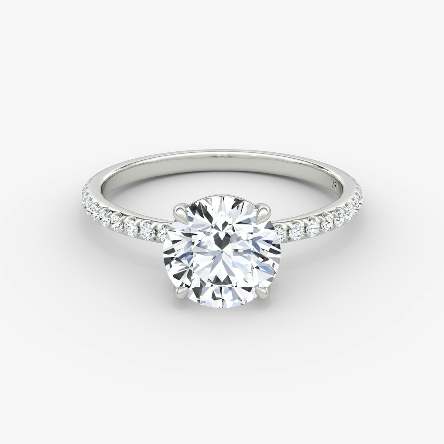 The Signature | Round Brilliant | Platinum | Band width: Standard | Band: Pavé | Setting style: Plain | Carat weight: See full inventory | Diamond orientation: vertical