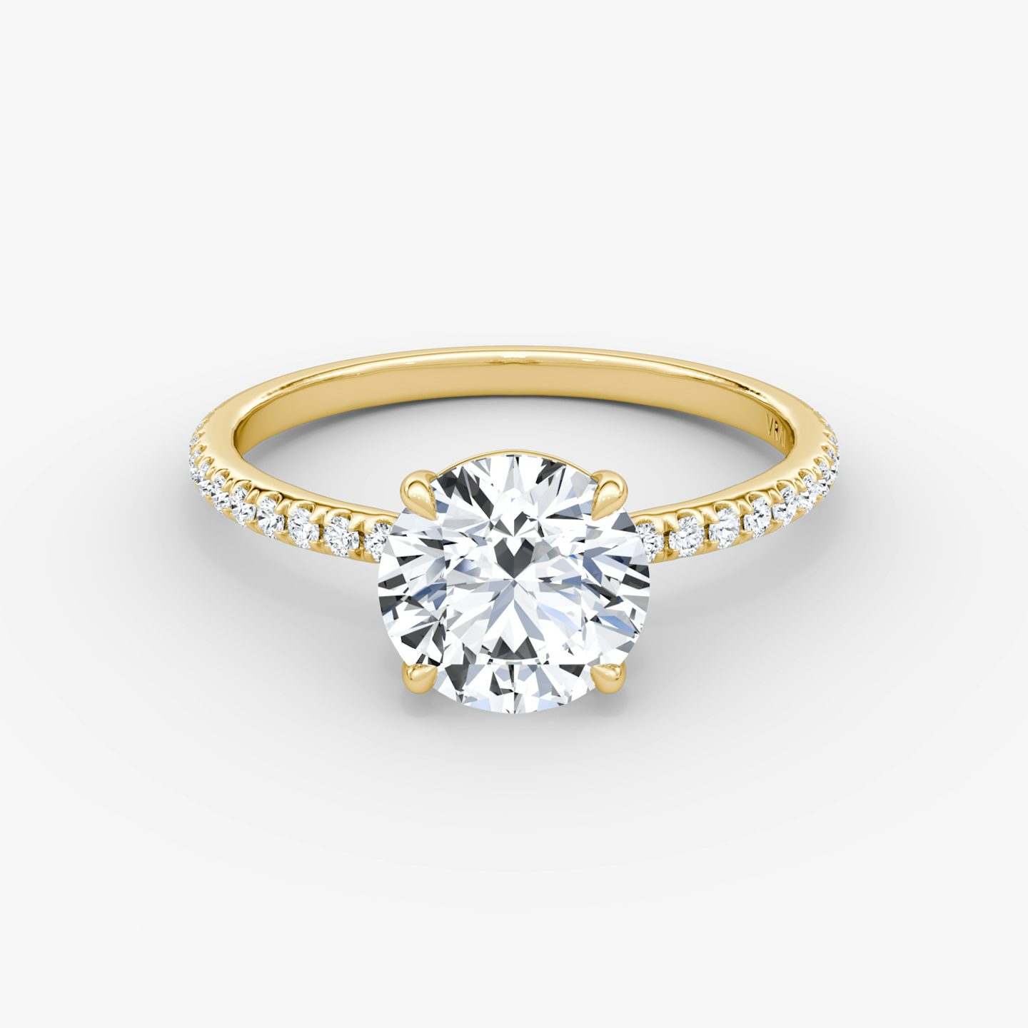 The Signature | Round Brilliant | 18k | 18k Yellow Gold | Band: Pavé | Band width: Standard | Carat weight: See full inventory | Setting style: Plain | Diamond orientation: Horizontal