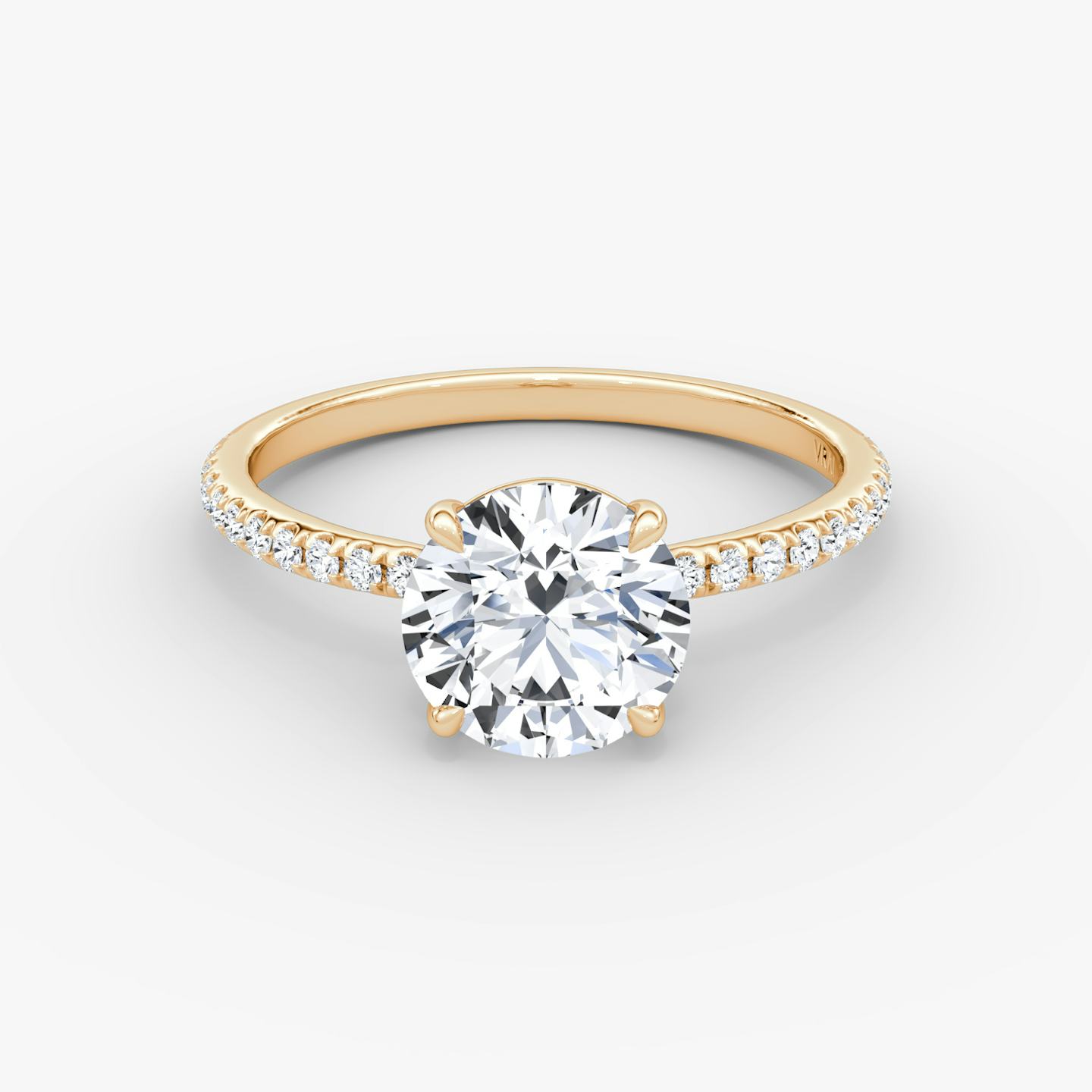 The Signature | Round Brilliant | 14k | 14k Rose Gold | Band width: Standard | Band: Pavé | Setting style: Plain | Carat weight: See full inventory | Diamond orientation: vertical