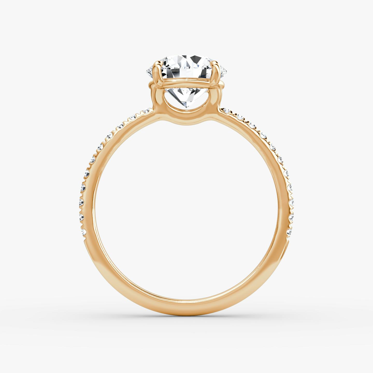 The Signature | Round Brilliant | 14k | 14k Rose Gold | Band width: Standard | Band: Pavé | Setting style: Plain | Carat weight: See full inventory | Diamond orientation: vertical