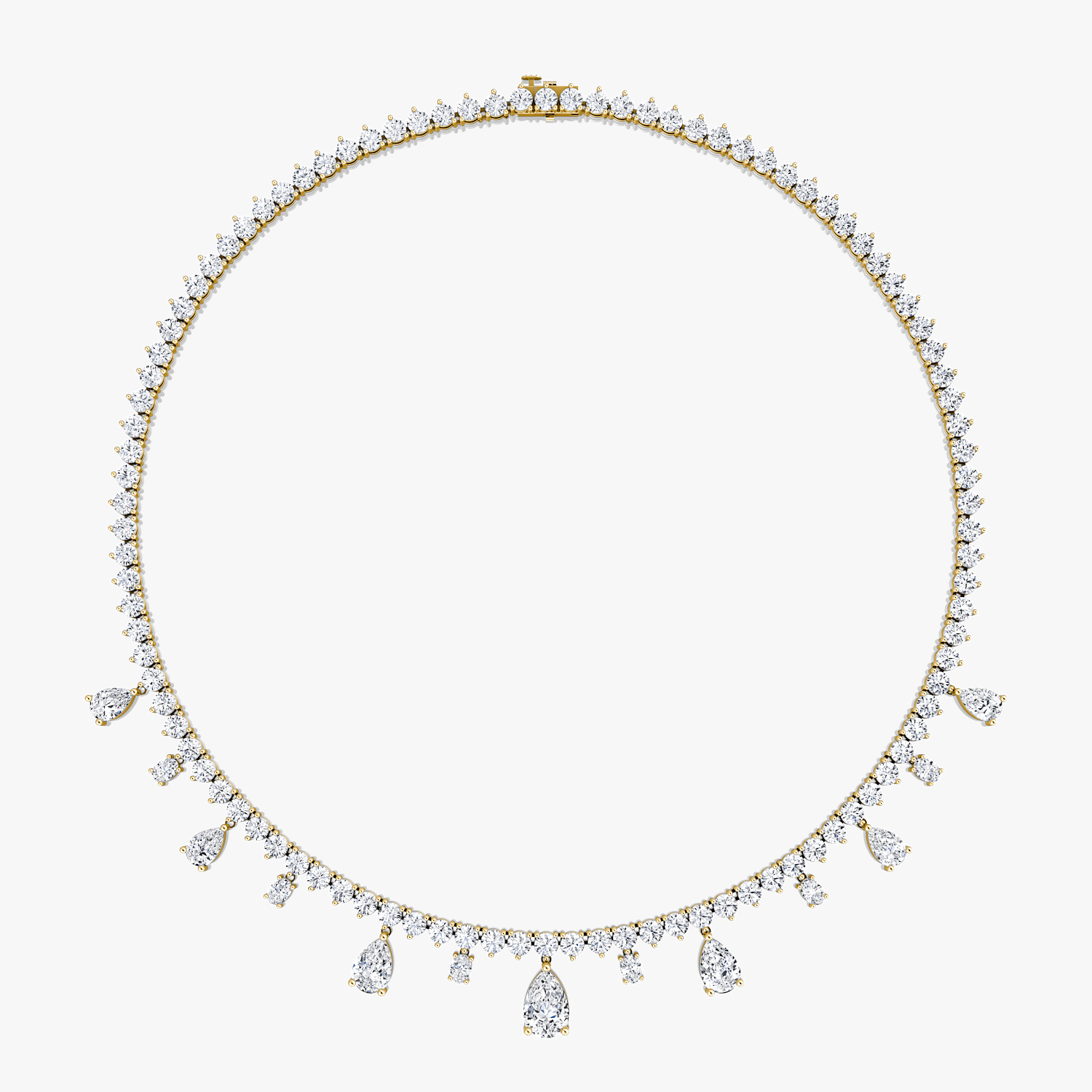 VRAI Mixed Pear Drop Tennis Pear Necklaces | 14k Yellow Gold