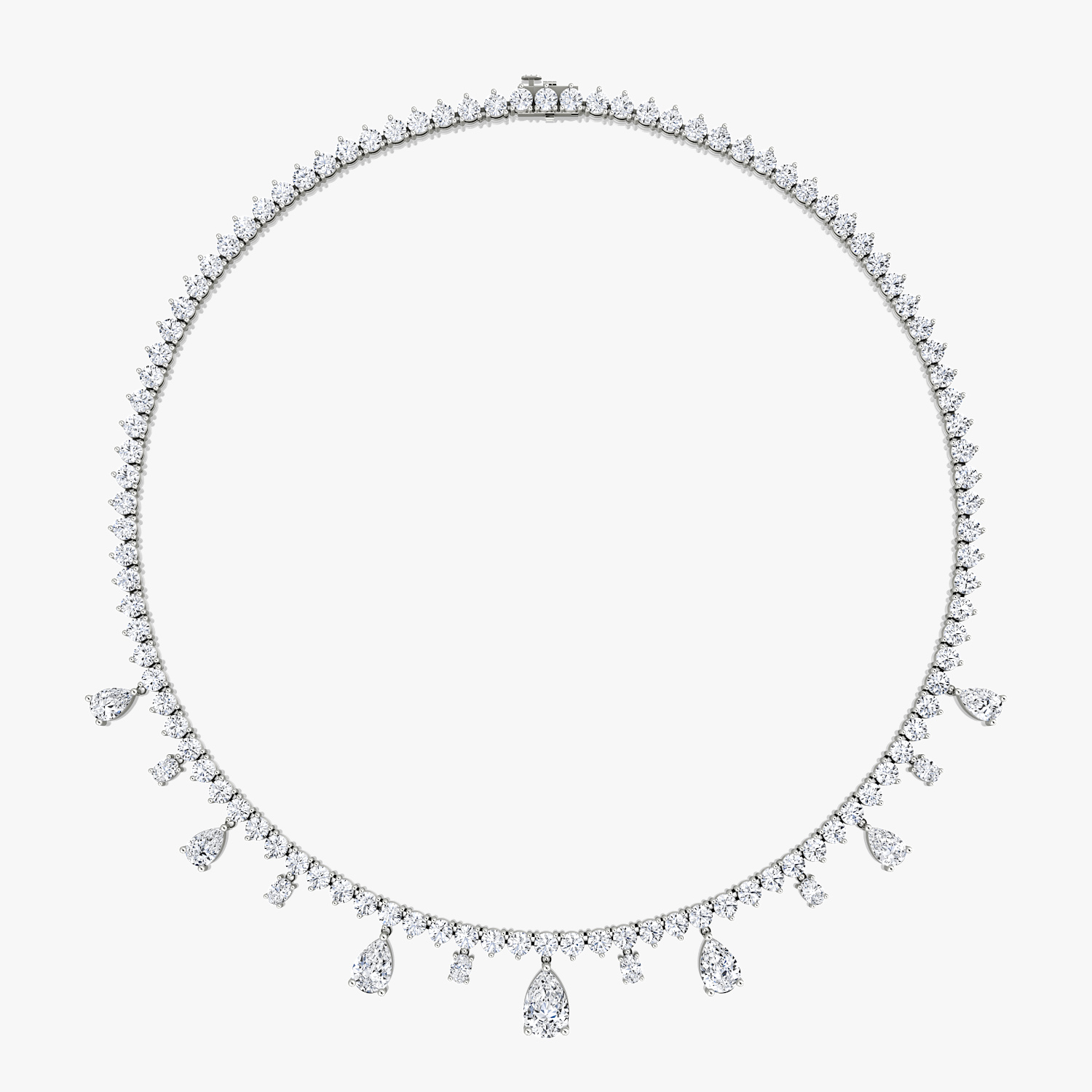 VRAI Mixed Pear Drop Tennis Pear Necklaces | 14k White Gold