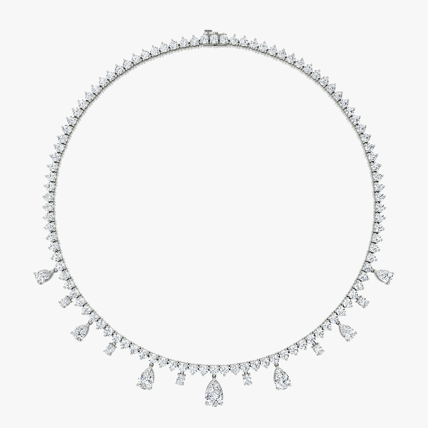 VRAI Mixed Pear Drop Tennis Pear Necklaces | 14k White Gold