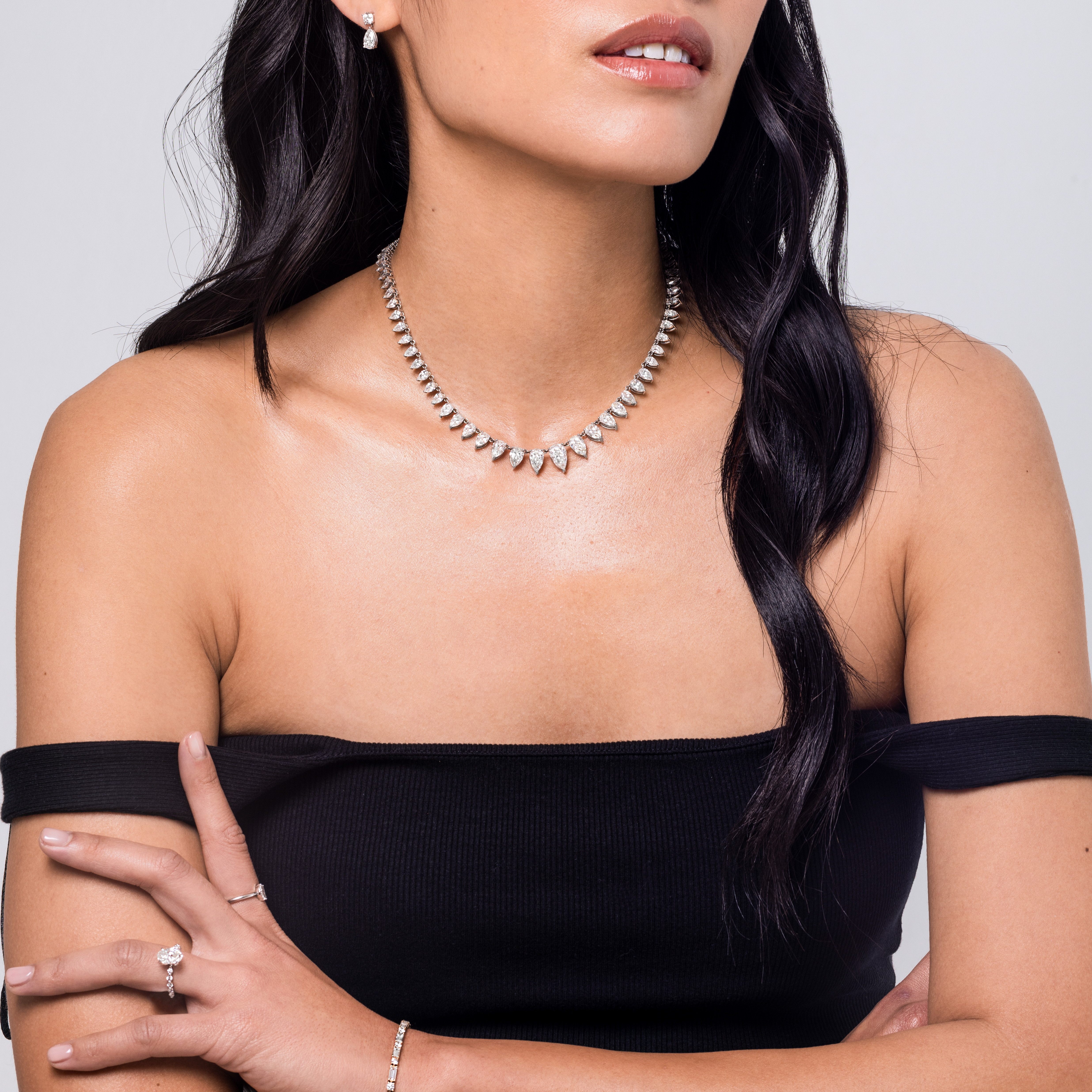 VRAI Pear Tennis Pear Necklaces | 14k Yellow Gold
