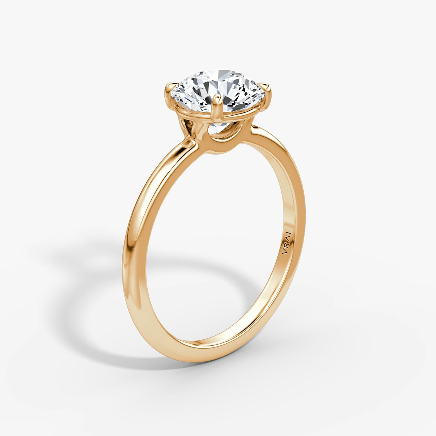 The Signature | Round Brilliant | 14k | 14k Rose Gold | Band: Plain | Band width: Standard | Carat weight: See full inventory | Setting style: Plain | Diamond orientation: vertical