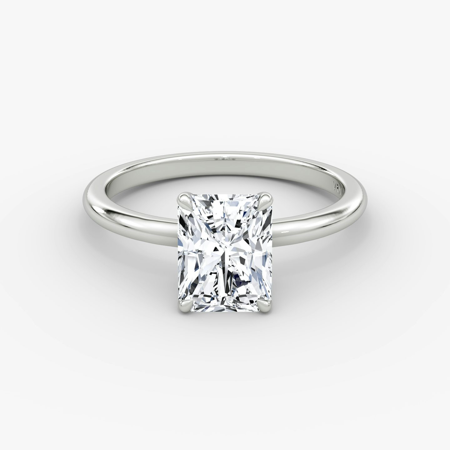 The Signature | Radiant | Platinum | Band: Plain | Band width: Standard | Setting style: Plain | Diamond orientation: vertical | Carat weight: See full inventory