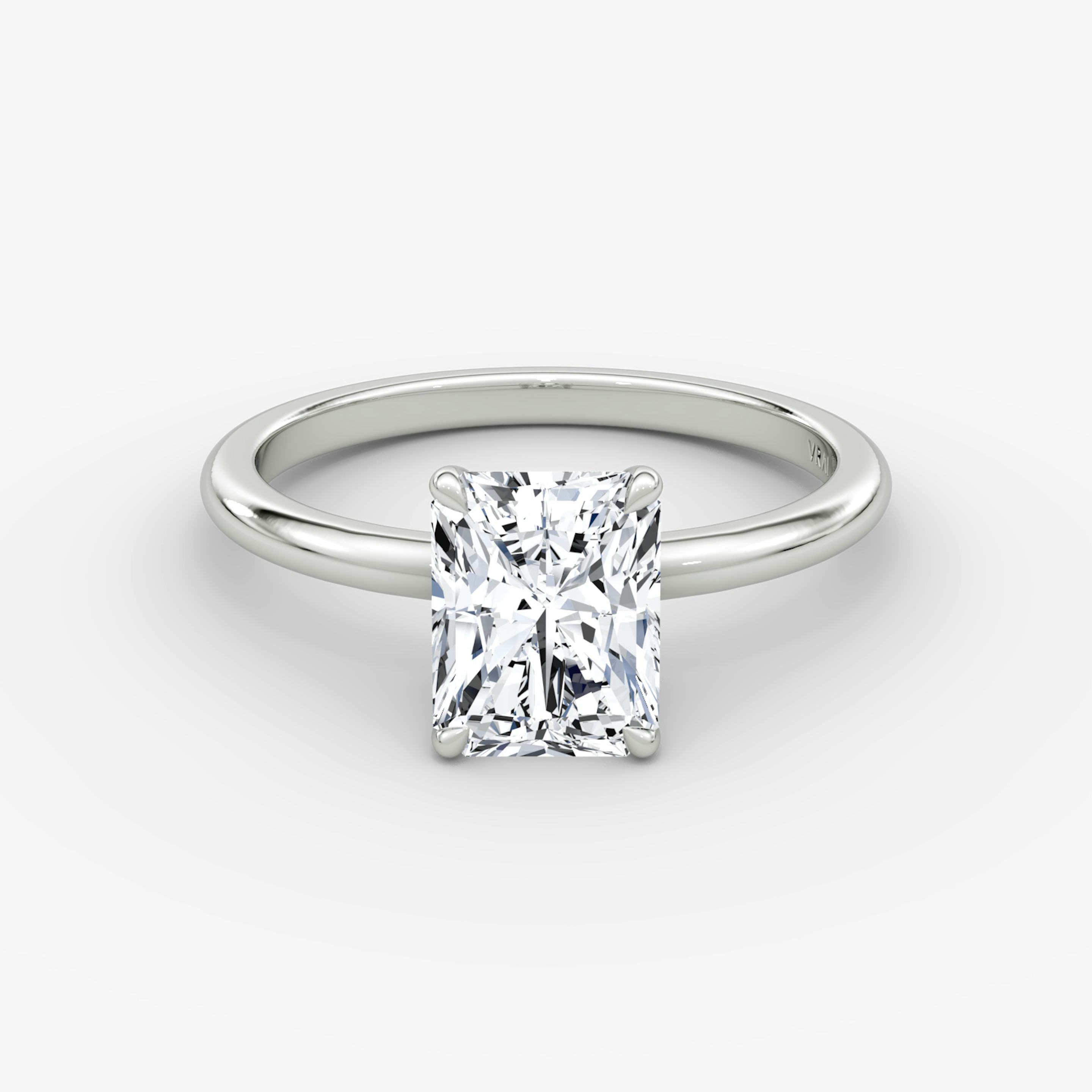 The Signature | Radiant | 18k | 18k White Gold | Band width: Standard | Band: Plain | Setting style: Plain | Diamond orientation: vertical | Carat weight: See full inventory