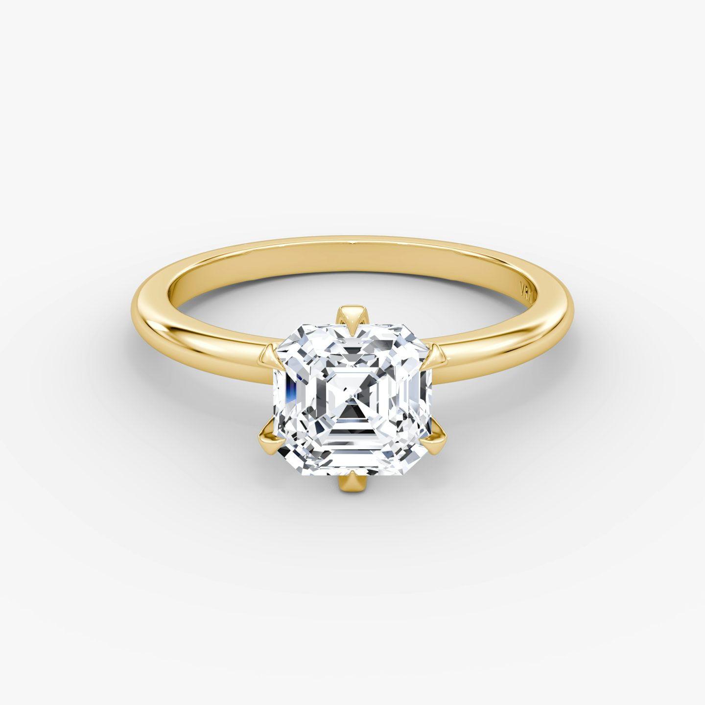 V | Asscher | 18k | Oro amarillo de 18 quilates | Banda: Simple | Orientación de diamante: vertical | Peso en quilates: Ver stock total
