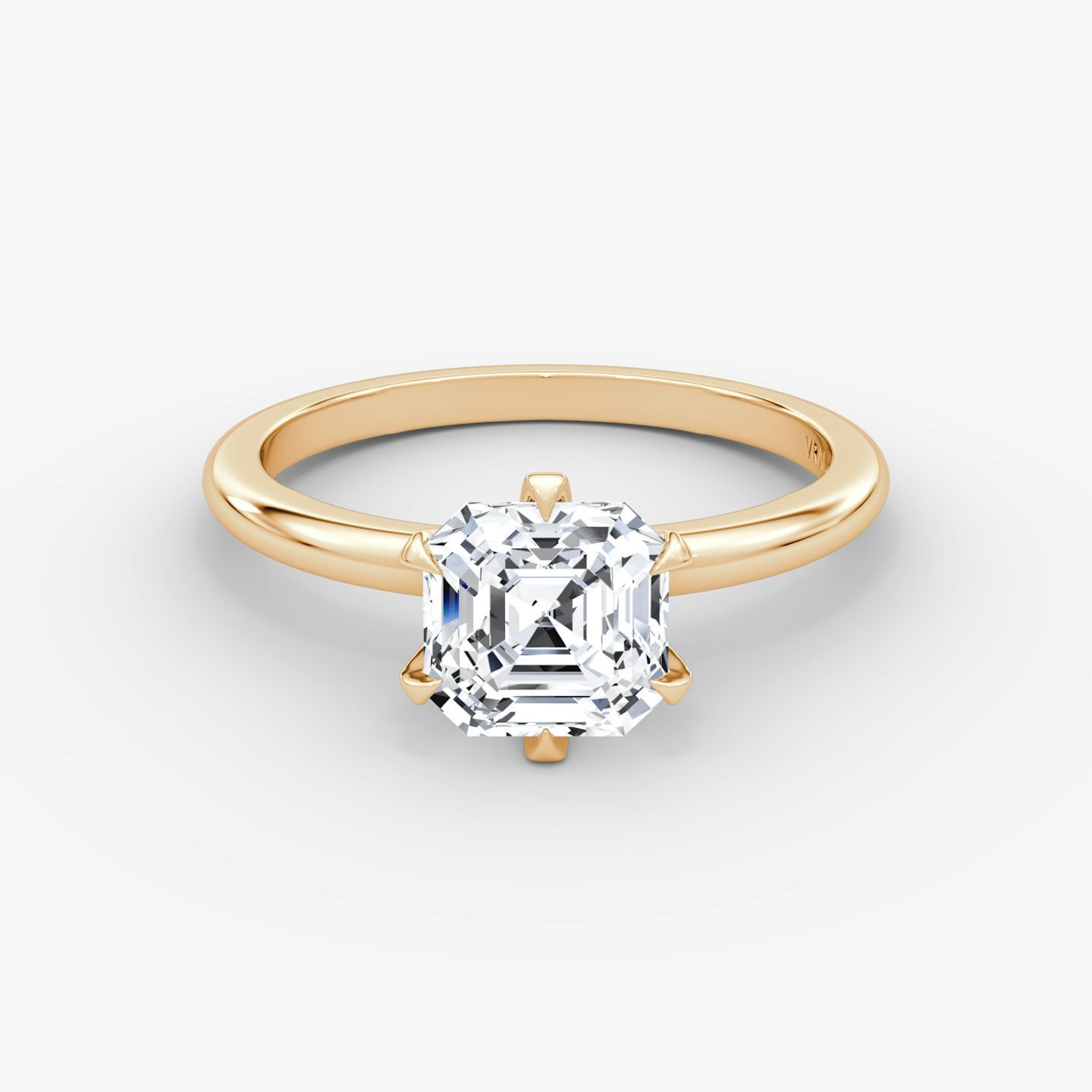 V | Asscher | 14k | Oro rosa de 14 quilates | Banda: Simple | Orientación de diamante: vertical | Peso en quilates: Ver stock total