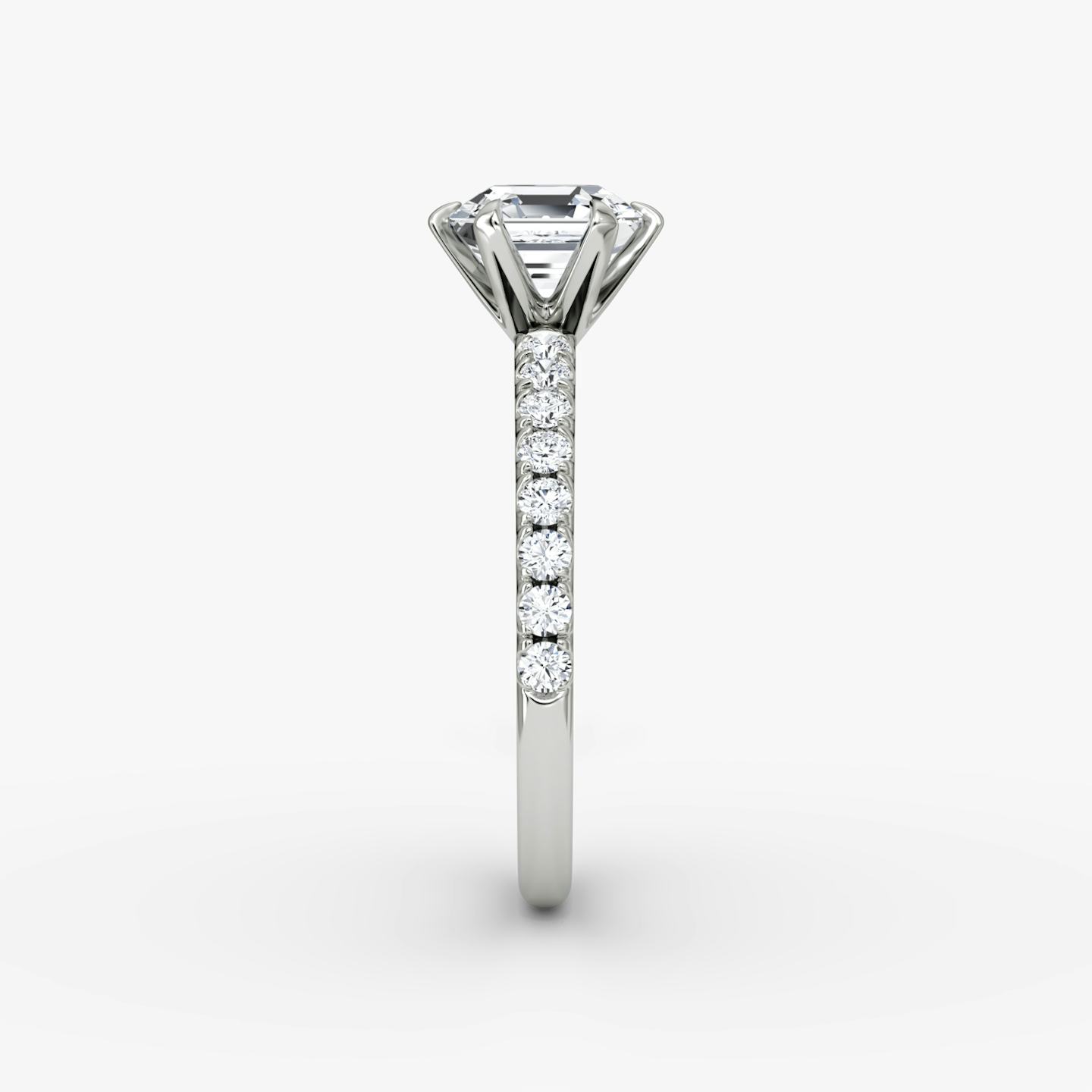 V | Asscher | 18k | Oro blanco de 18 quilates | Banda: Pavé | Orientación de diamante: vertical | Peso en quilates: Ver stock total