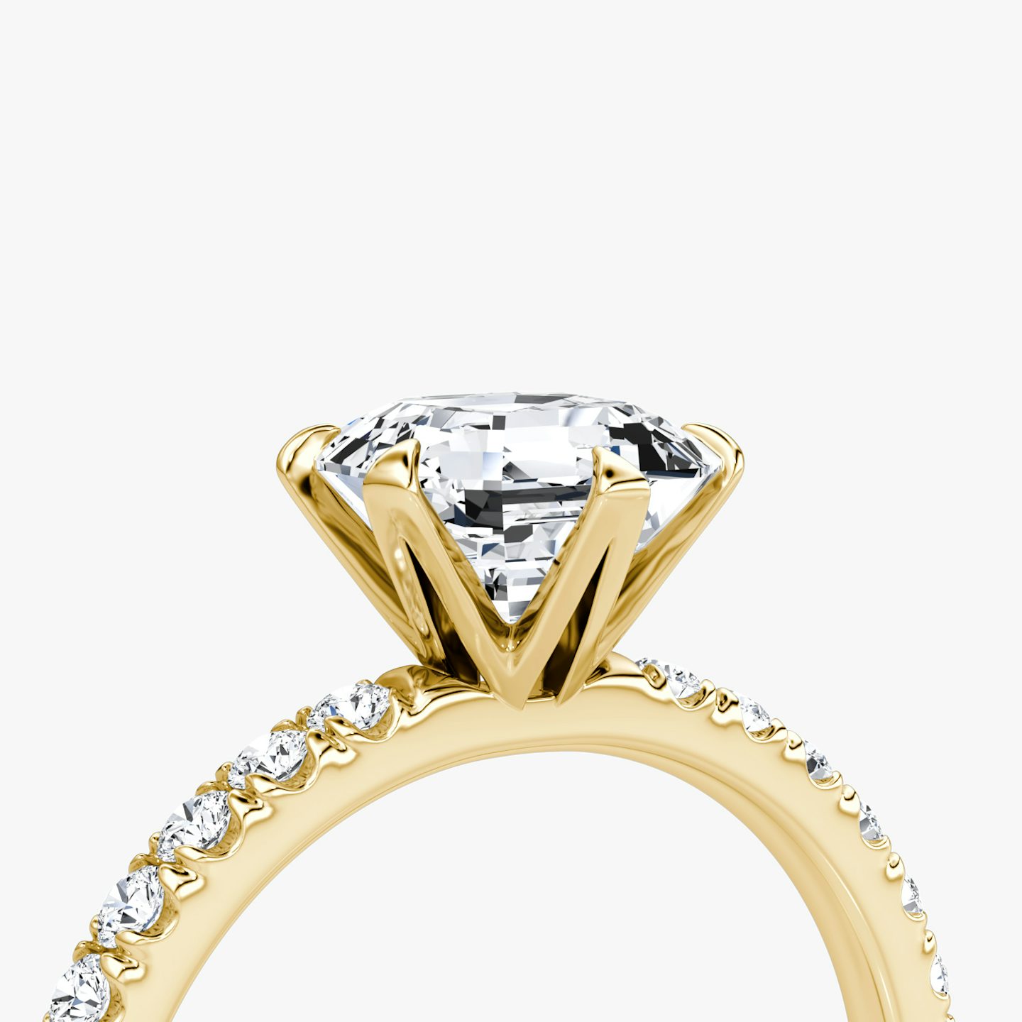 V | Asscher | 18k | Or jaune 18 carats | Anneau: Pavé | Orientation du diamant: vertical | Poids en carats: Voir le stock total
