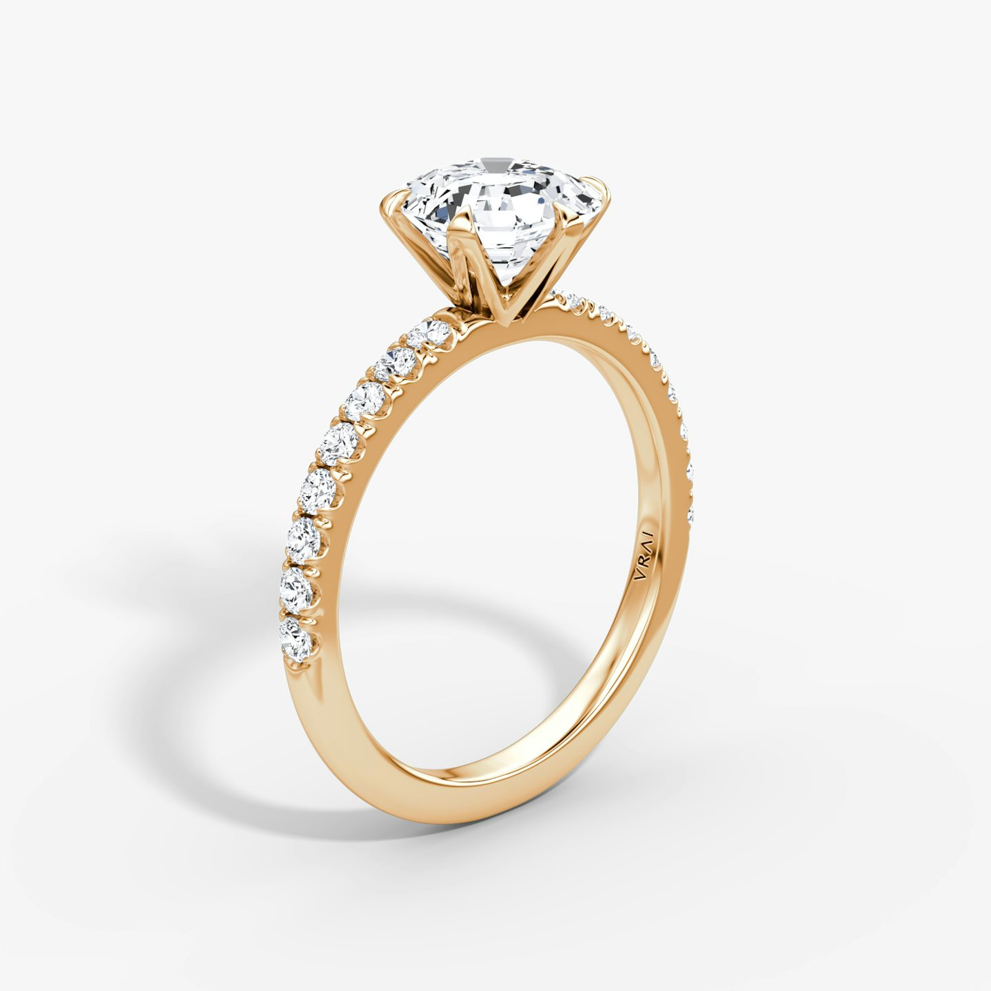 V | Asscher | 14k | Oro rosa de 14 quilates | Banda: Pavé | Orientación de diamante: vertical | Peso en quilates: Ver stock total