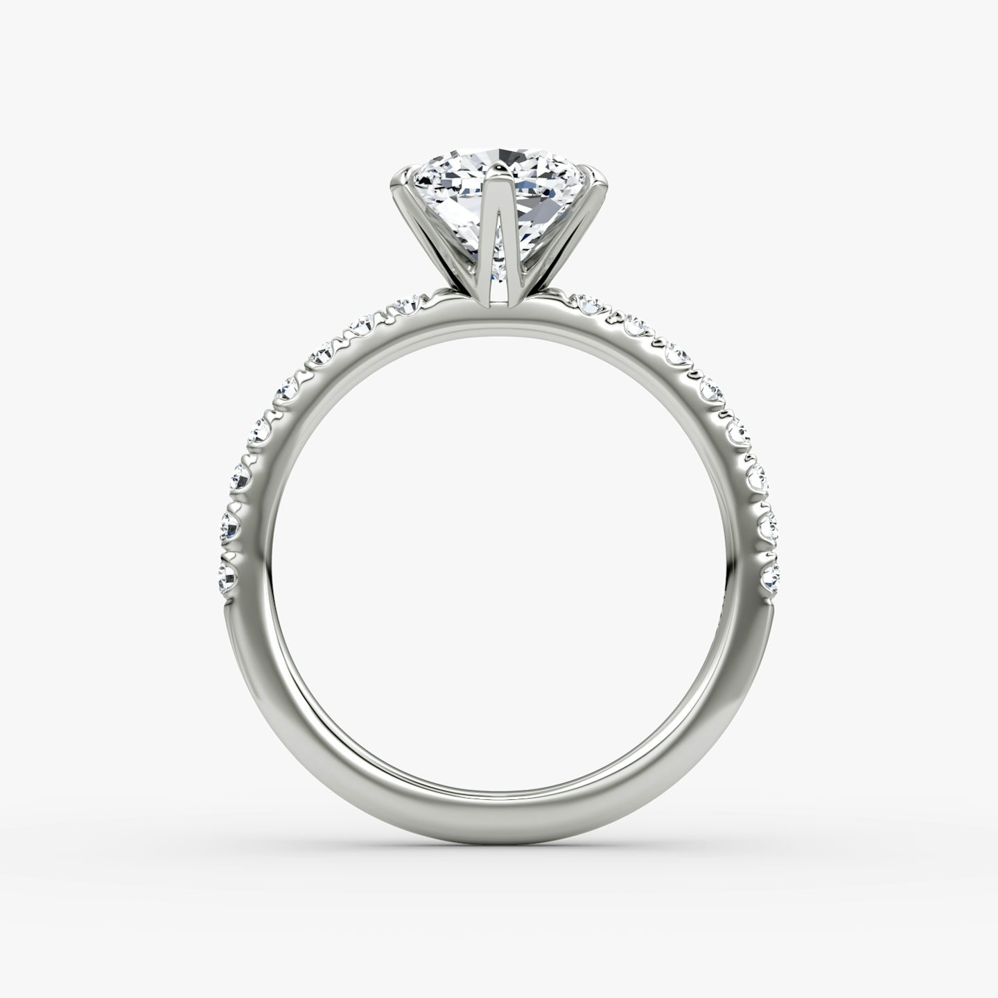 The V | Pavé Cushion | 18k | 18k White Gold | Band: Pavé | Diamond orientation: vertical | Carat weight: See full inventory