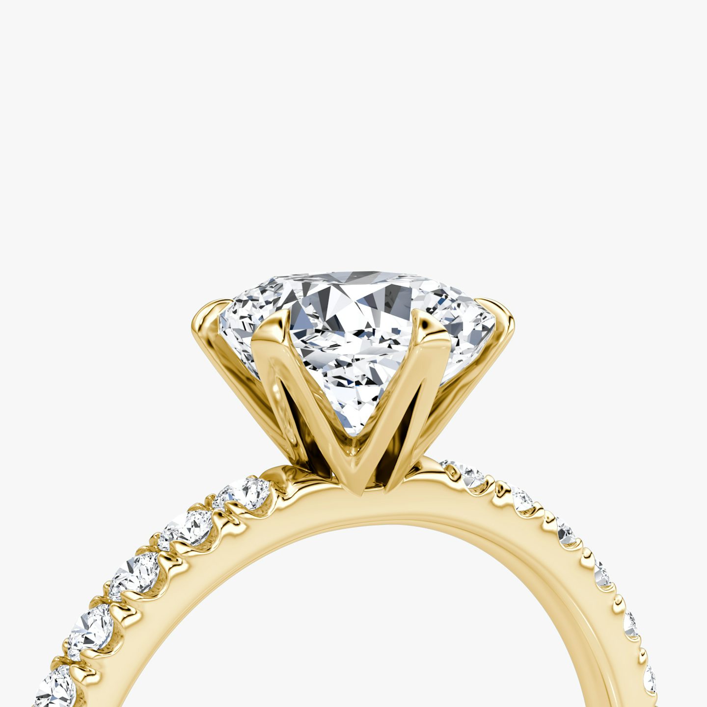 The V | Pavé Cushion | 18k | 18k Yellow Gold | Band: Pavé | Diamond orientation: vertical | Carat weight: See full inventory
