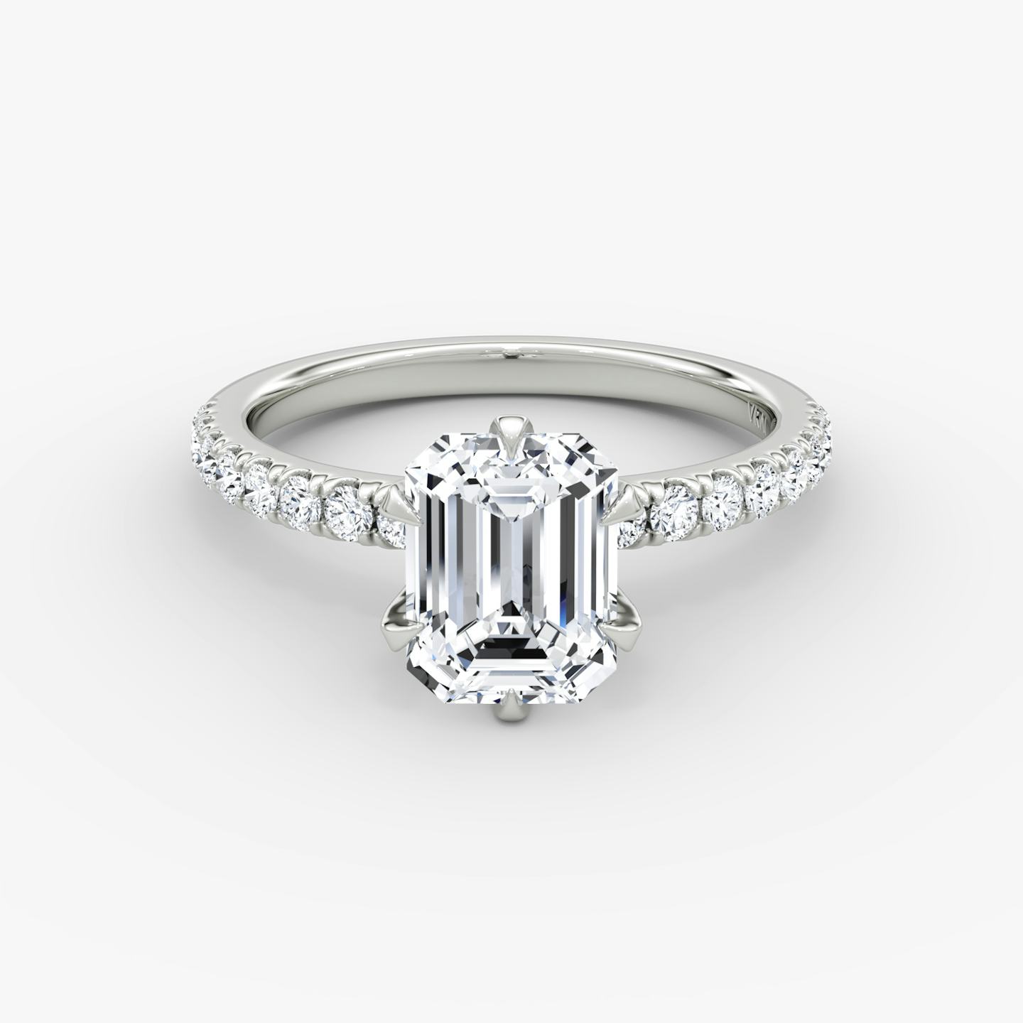 The V | Emerald | 18k | 18k White Gold | Band: Pavé | Diamond orientation: vertical | Carat weight: See full inventory