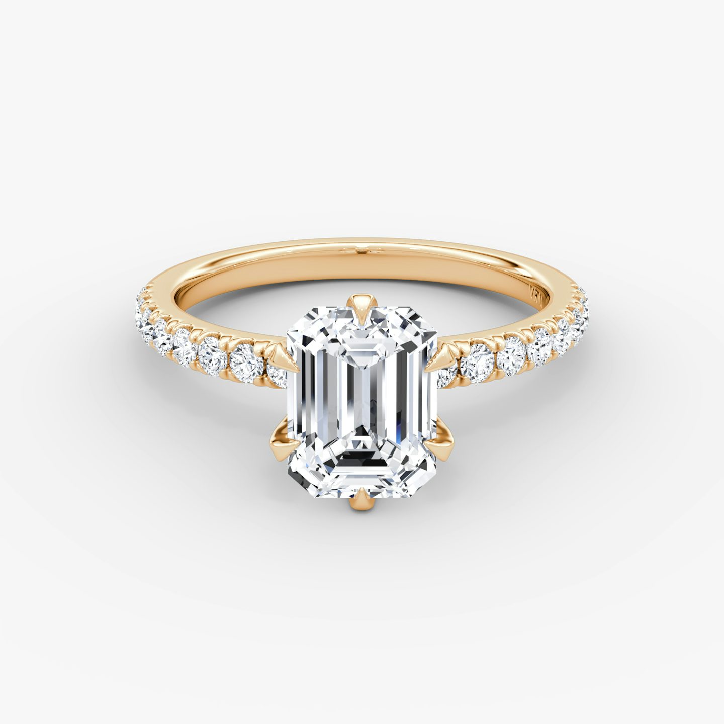 The V | Emerald | 14k | 14k Rose Gold | Band: Pavé | Diamond orientation: vertical | Carat weight: See full inventory