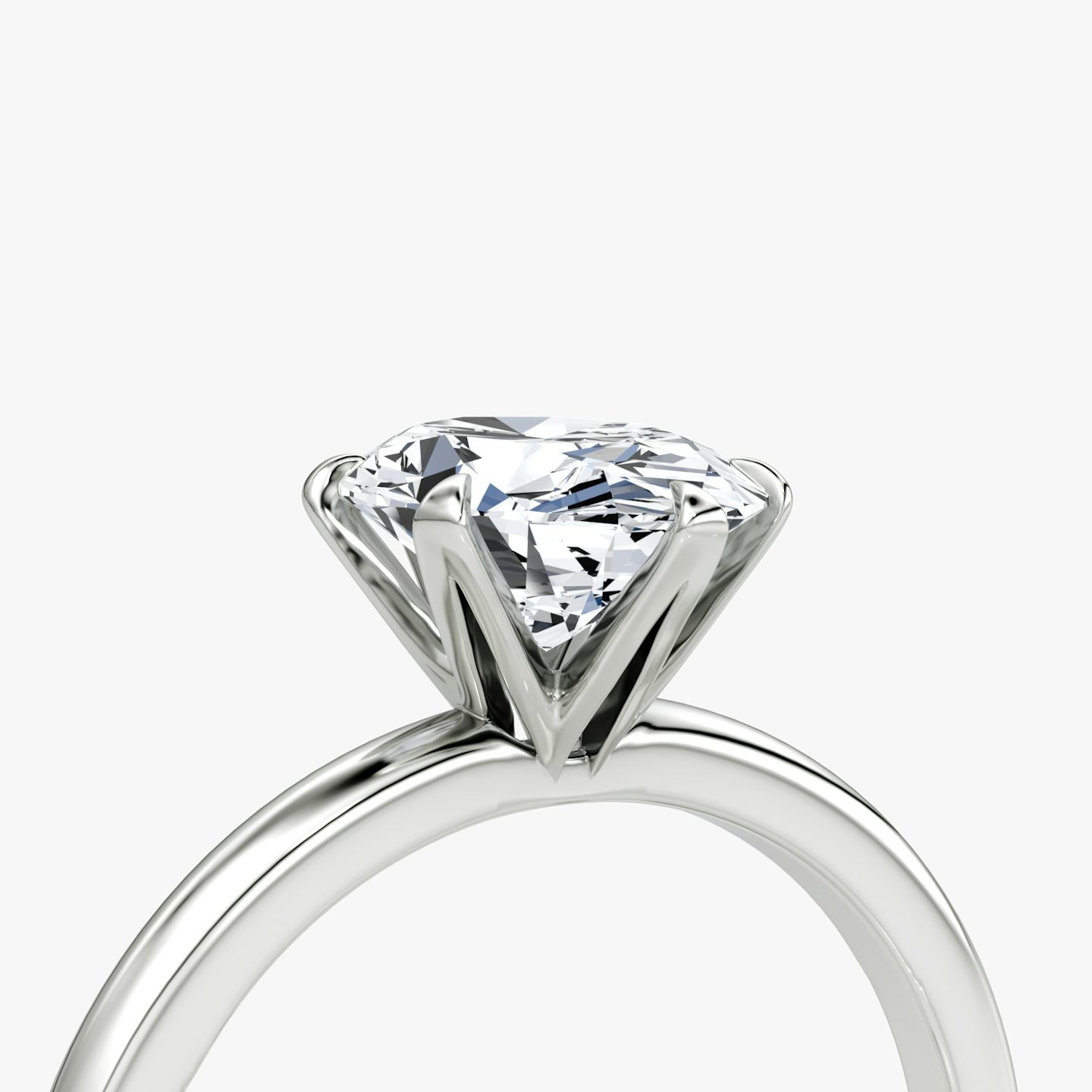 The V | Oval | Platinum | Band: Plain | Diamond orientation: vertical | Carat weight: See full inventory