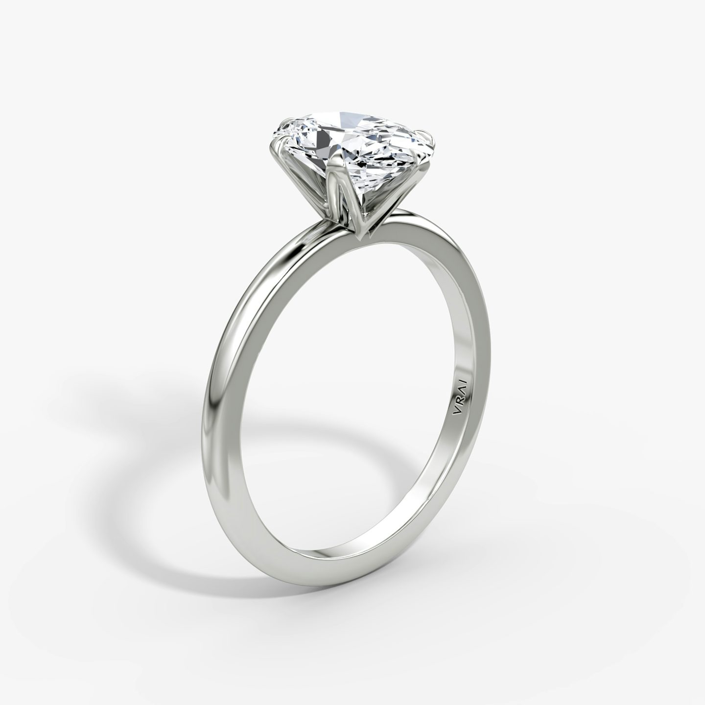 The V | Oval | Platinum | Band: Plain | Diamond orientation: vertical | Carat weight: See full inventory
