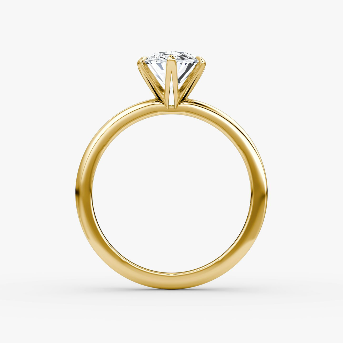 V | Oval | 18k | Oro amarillo de 18 quilates | Banda: Simple | Orientación de diamante: vertical | Peso en quilates: Ver stock total
