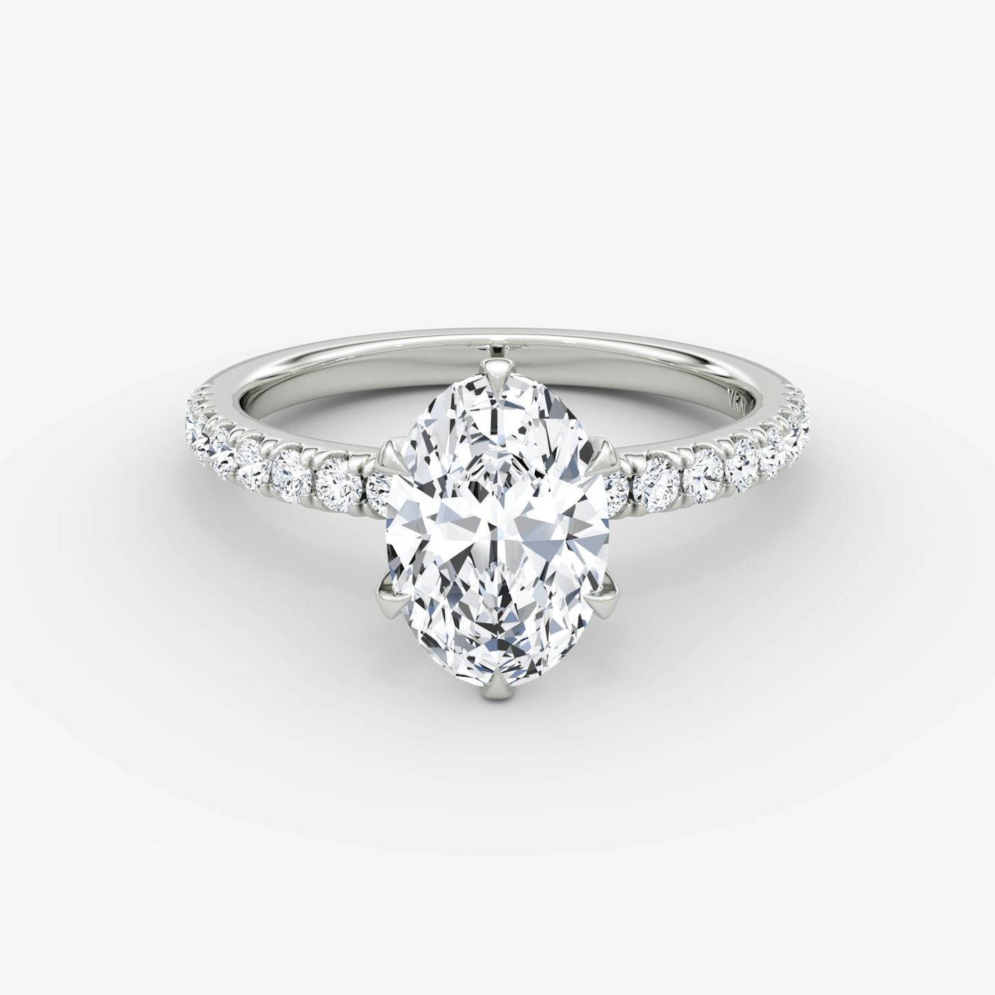 The V | Oval | 18k | 18k White Gold | Band: Pavé | Diamond orientation: vertical | Carat weight: See full inventory