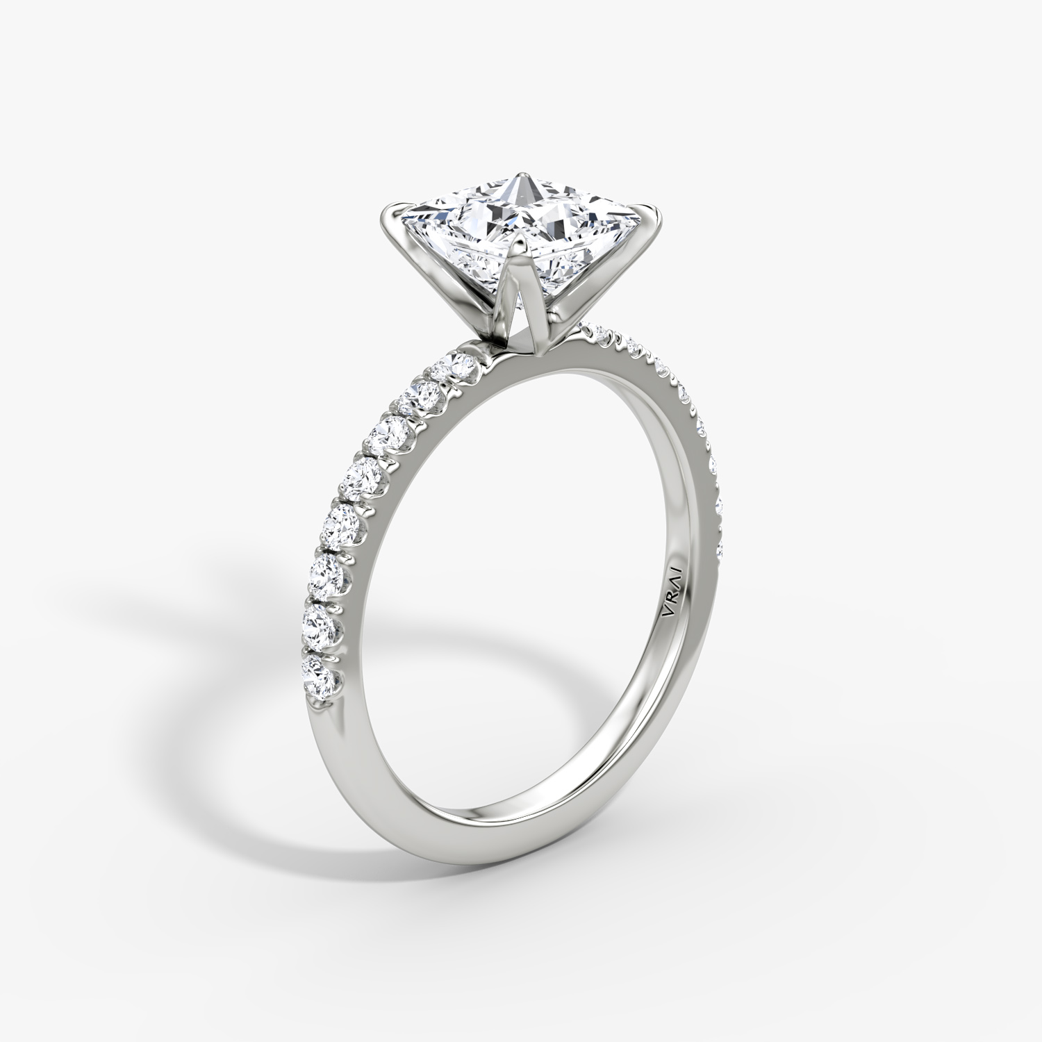 V Princess Engagement Ring | 18k White Gold