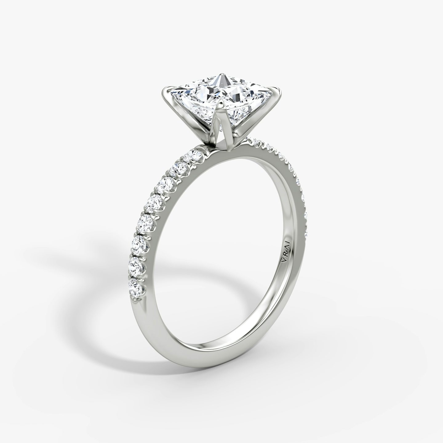 The V | Princess | 18k | 18k White Gold | Band: Pavé | Diamond orientation: vertical | Carat weight: See full inventory