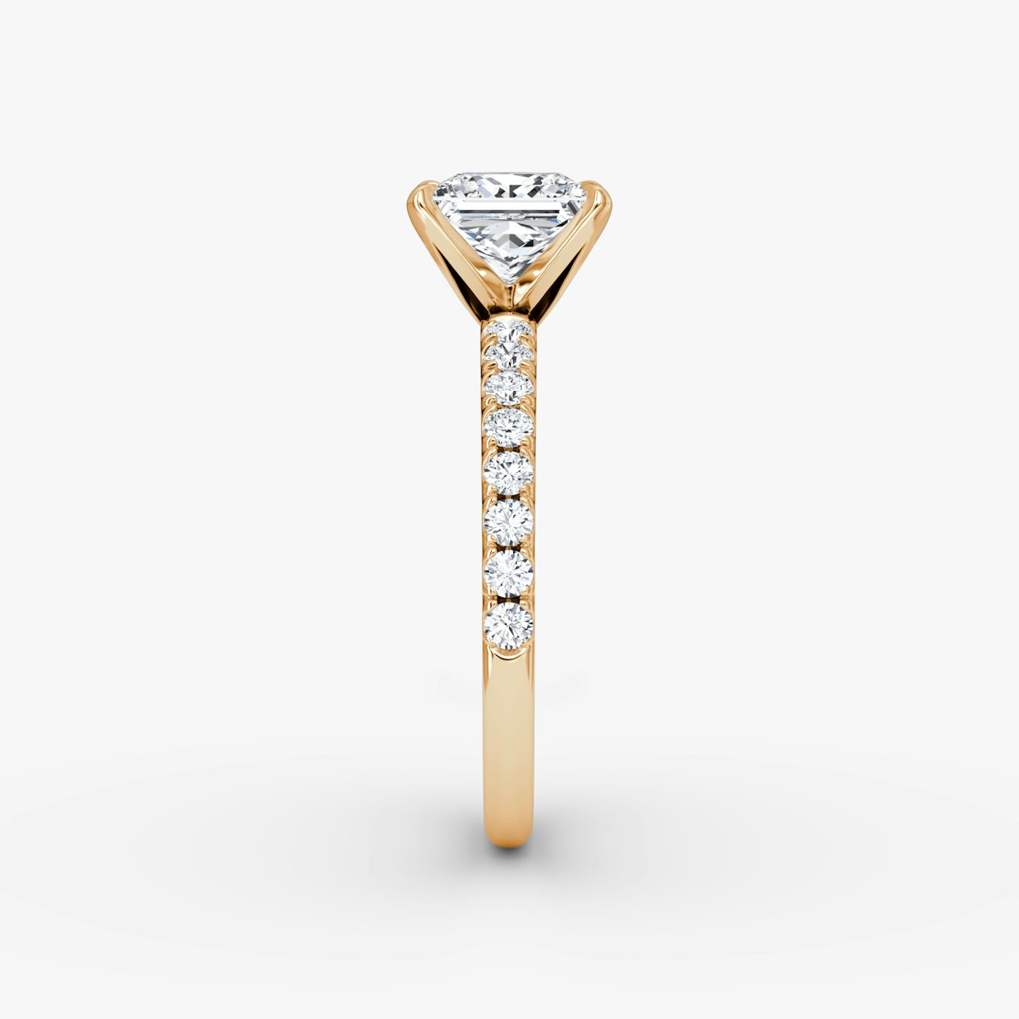 The V | Princess | 14k | 14k Rose Gold | Band: Pavé | Diamond orientation: vertical | Carat weight: See full inventory